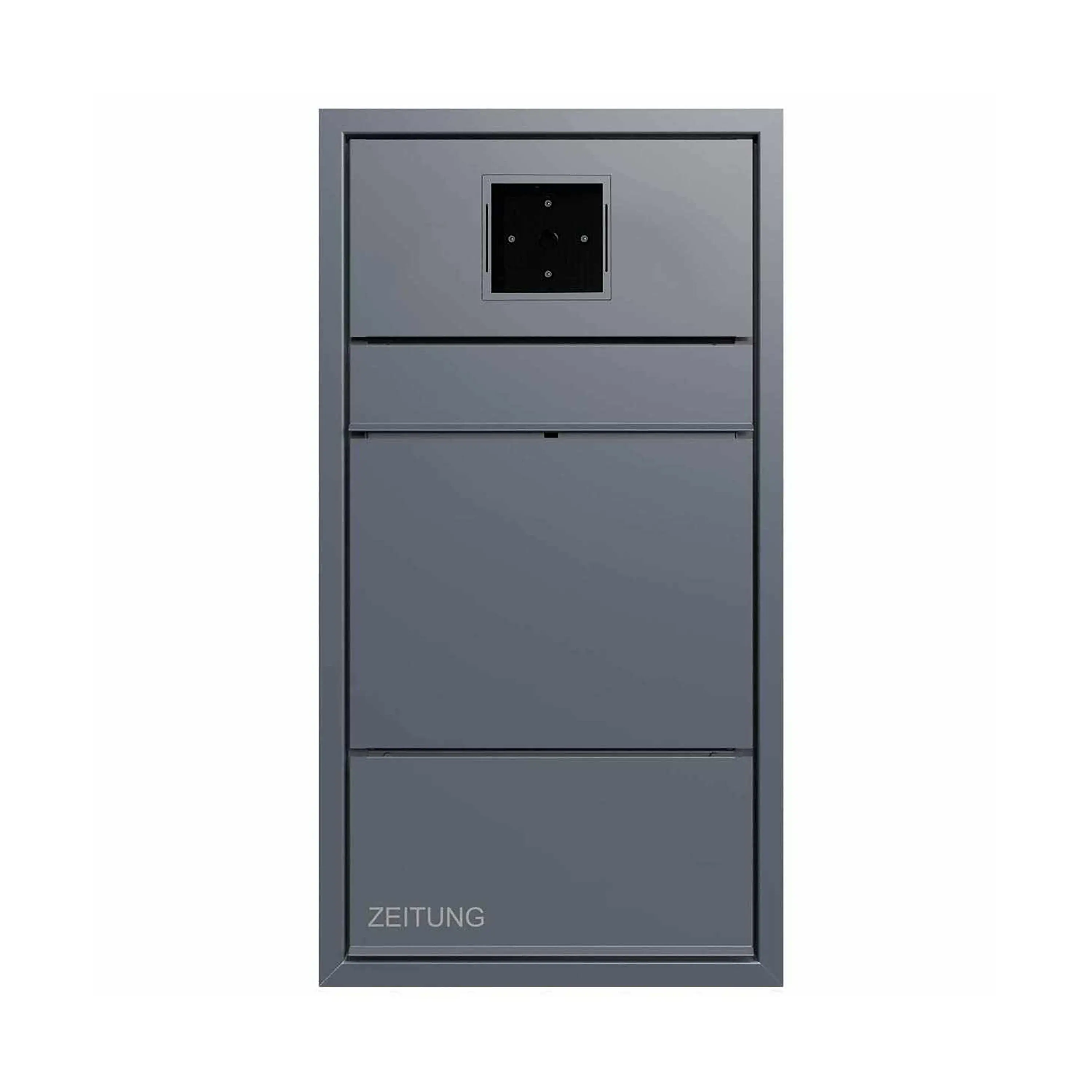 Briefkasten Manufaktur - Design Unterputzbriefkasten GOETHE UP mit Zeitungsfach - RAL nach Wahl - LOXONE Intercom vorbereitet 1x1 LOXONE Intercom vorbereitet