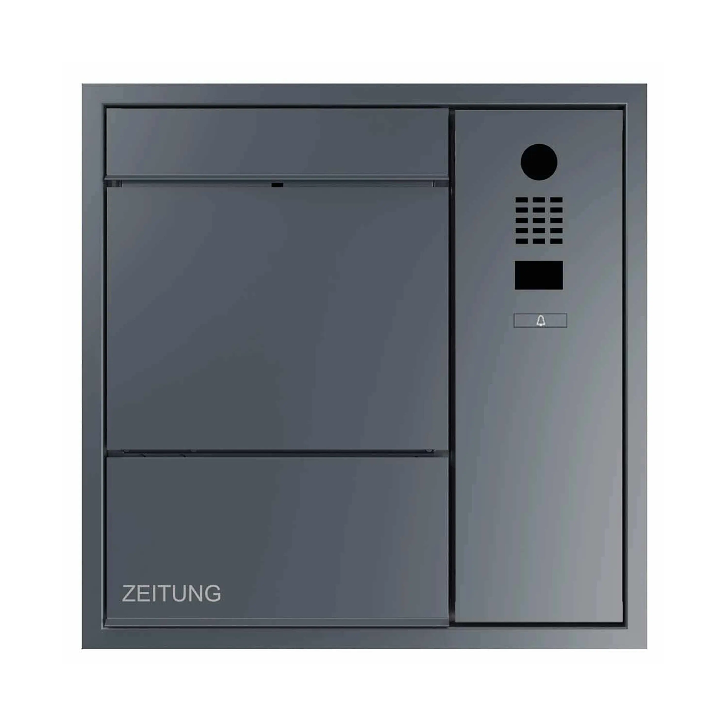 Briefkasten Manufaktur - Flush-mounted letterbox GOETHE UP lateral with newspaper compartment - DoorBird video intercom right