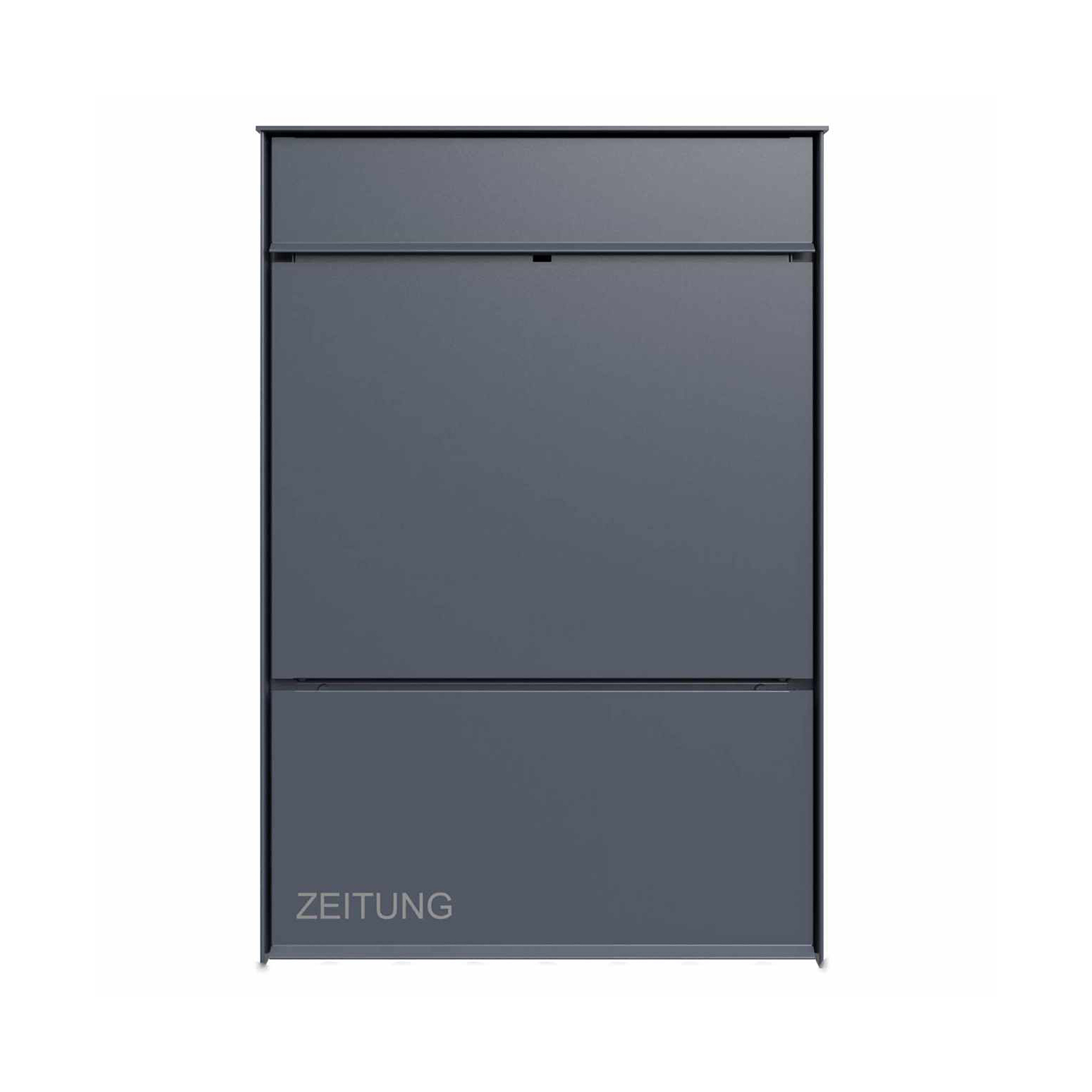 Display product Design surface-mounted letterbox GOETHE AP with newspaper compartment - RAL of your choice 100mm depth from manufacturer Briefkasten Manufaktur