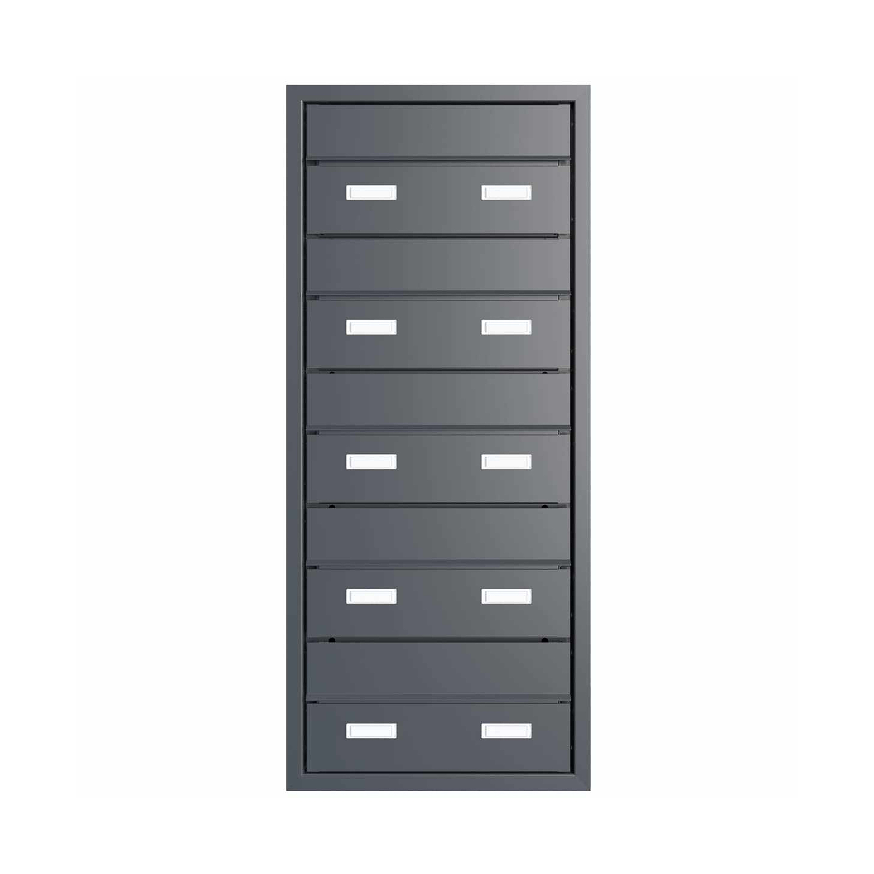 Display product 5 x 1x5 Design pass-through letterbox GOETHE MDW with name plate - RAL of your choice 300-390mm depth from manufacturer Briefkasten Manufaktur