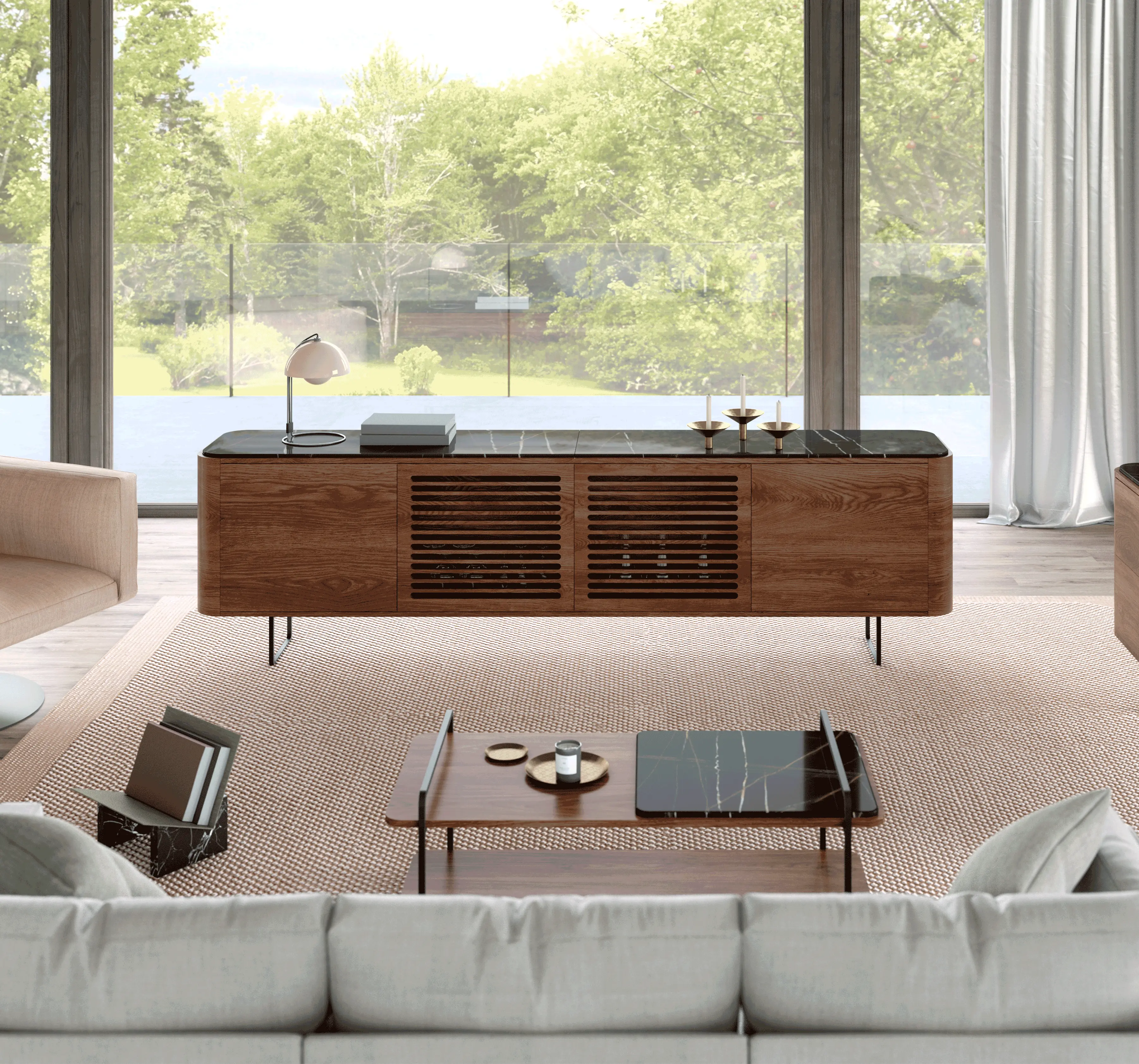 Momocca - Adara TV Cabinet with plain and grooved doors
