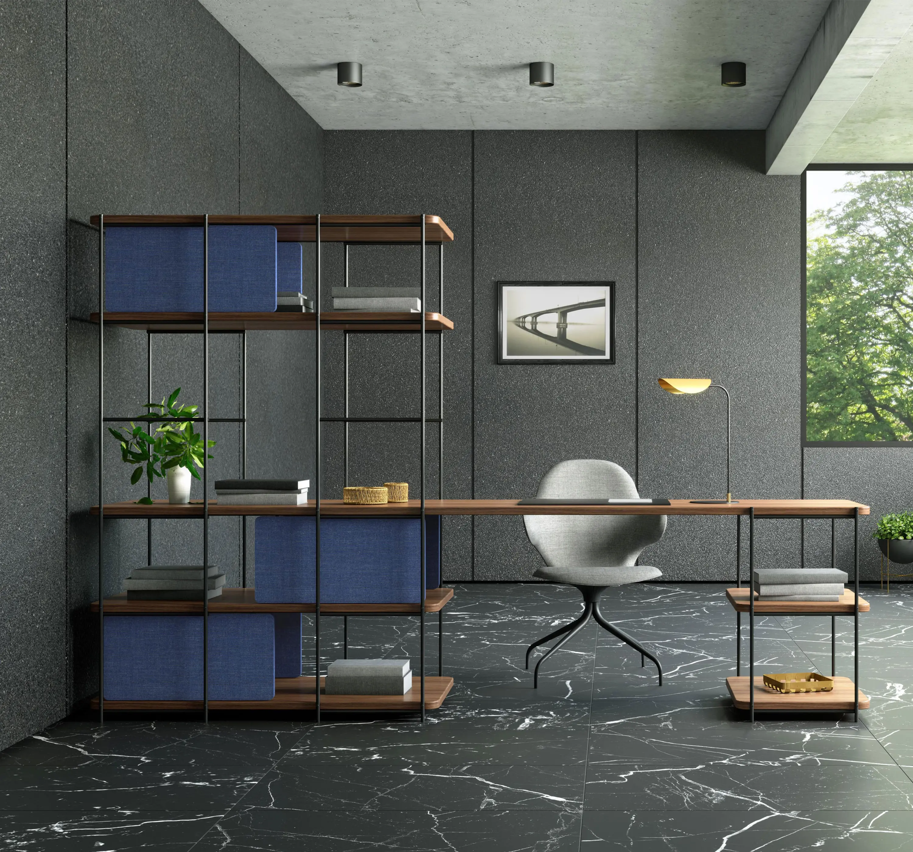 Momocca - Julia Modular desk with hanging shelf
