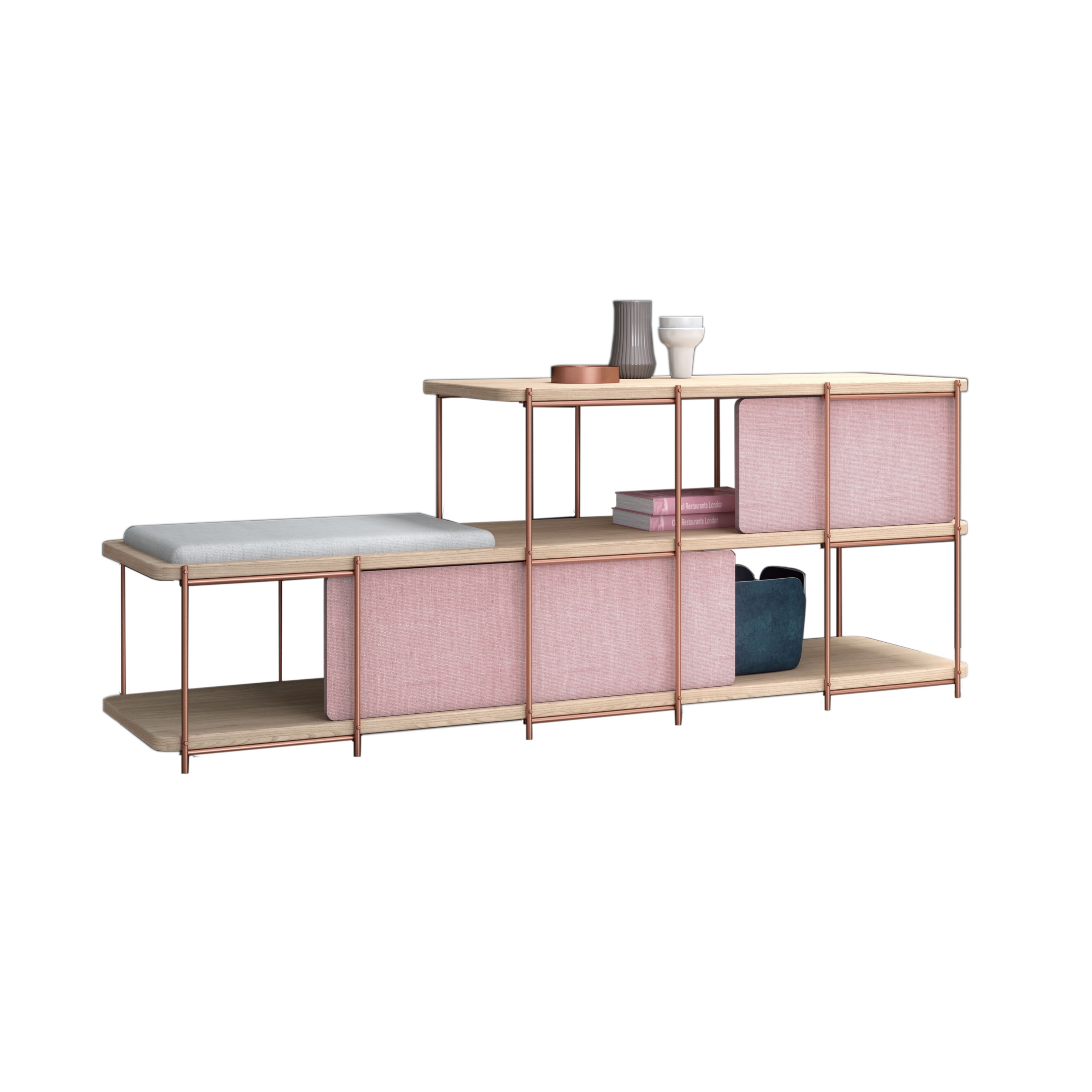 Afficher le produit Buffet en chêne Julia avec banc et panneaux rembourrés du fabricant Momocca
