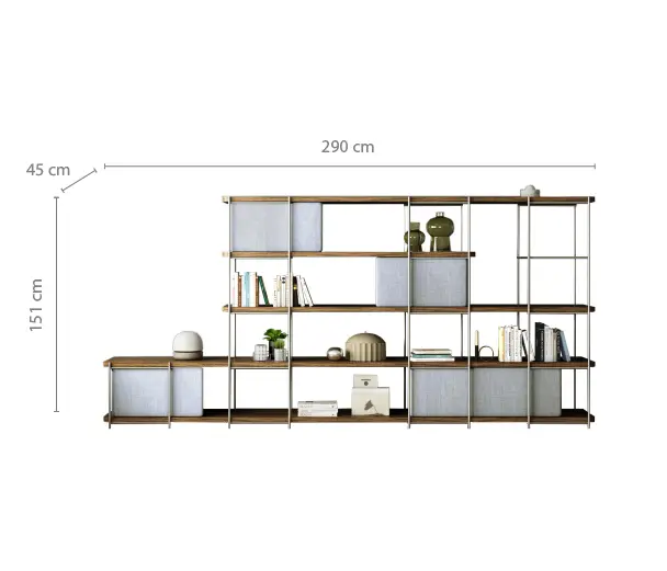 Momocca - Julia Office shelving with upholstered panels and nickel structure