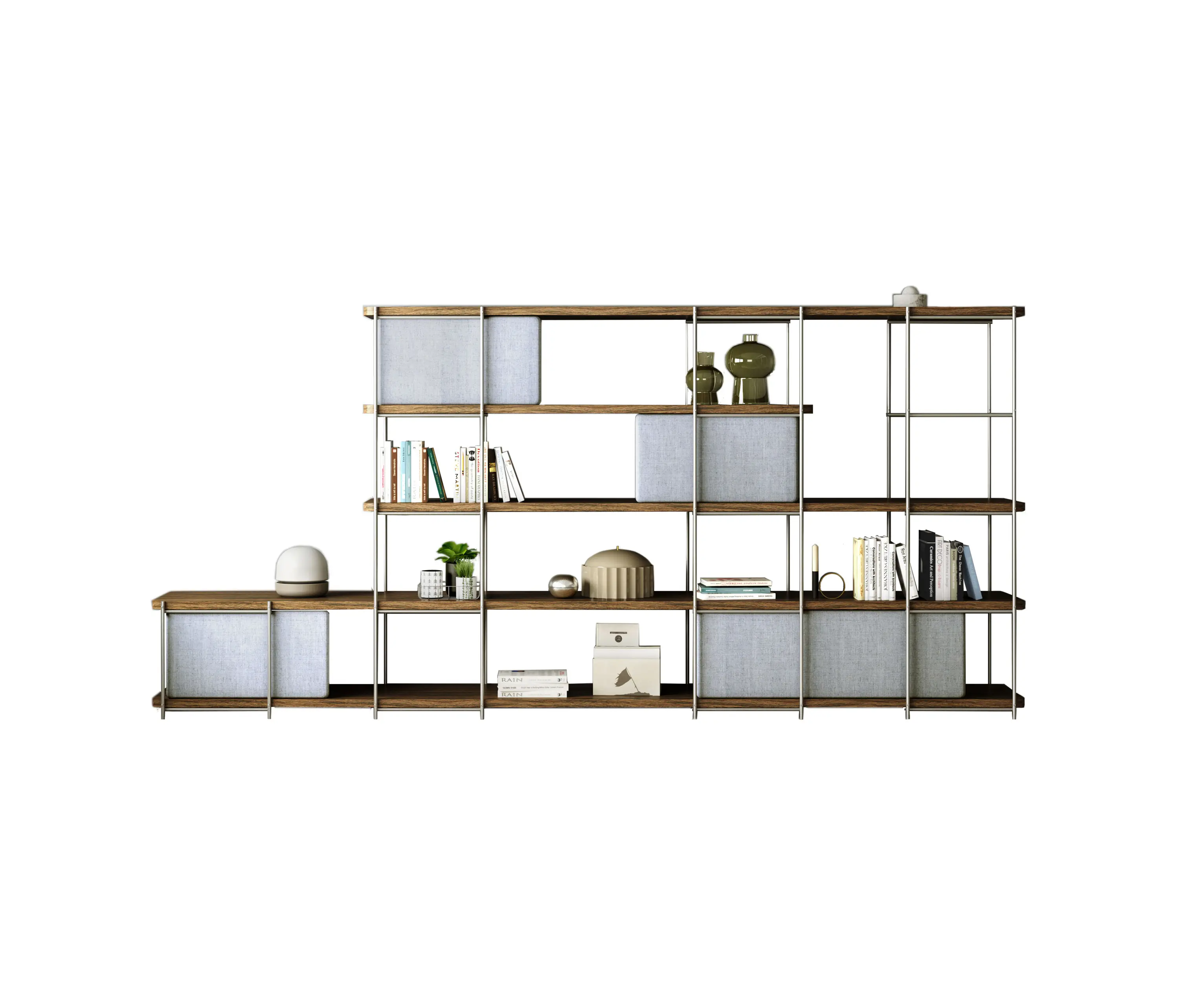Momocca - Julia Office shelving with upholstered panels and nickel structure