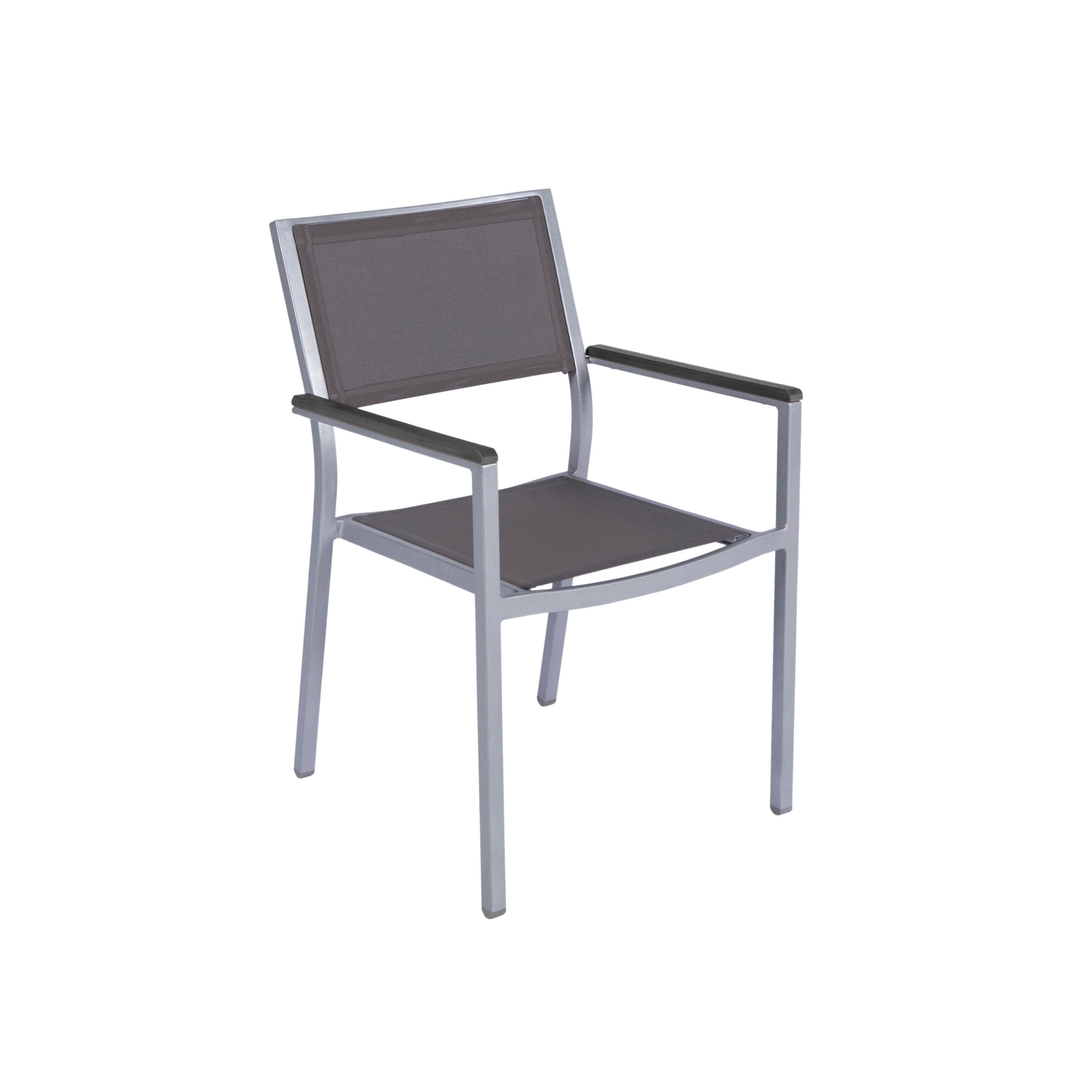 Display product Brisbane | Armchair Brisbane Silber Alu Tex Taupe Resysta Stone Grey from manufacturer MBM