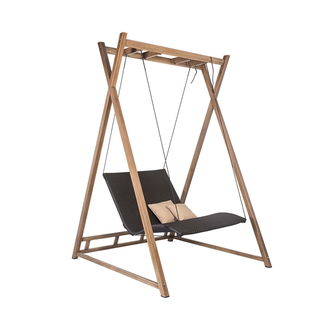 Display product Heaven Swing | set – taupe frame / 2-seater mocha lounger / 2 Sahara cuddly cushions from manufacturer MBM