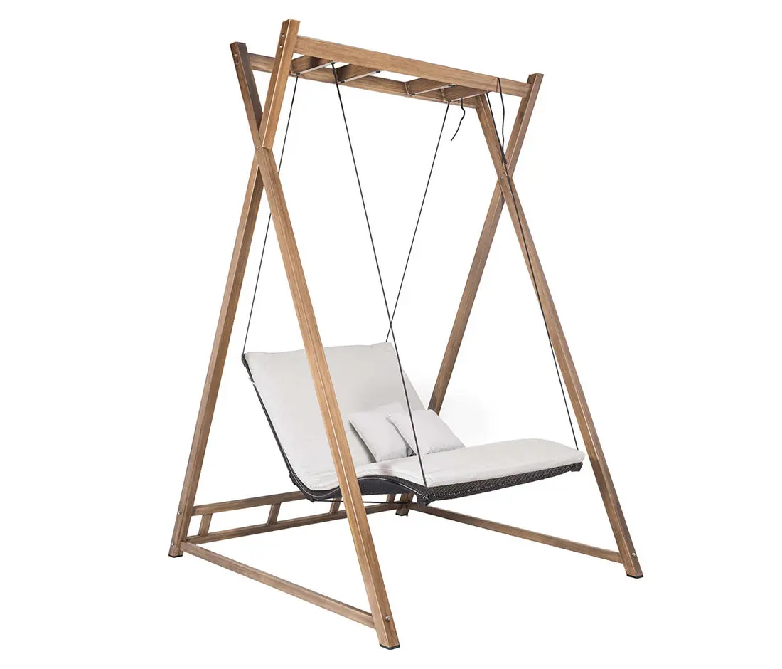 MBM - Heaven Swing | set – taupe frame / 2-seater mocha lounger / cushion & 2 cushions ecru