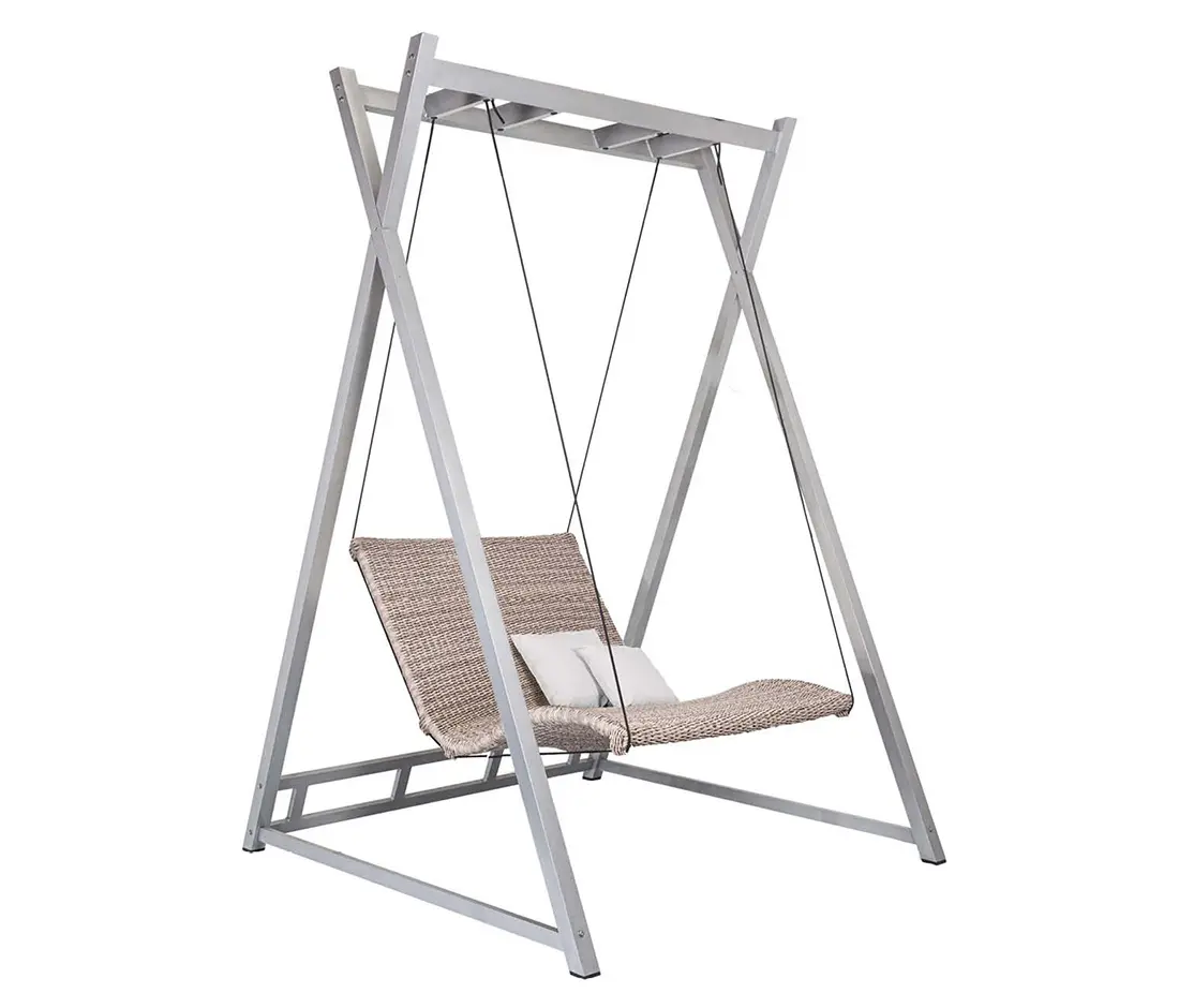 MBM - Heaven Swing | set – silver frame / 2-seater Oyster lounger / 2 ecru cushions