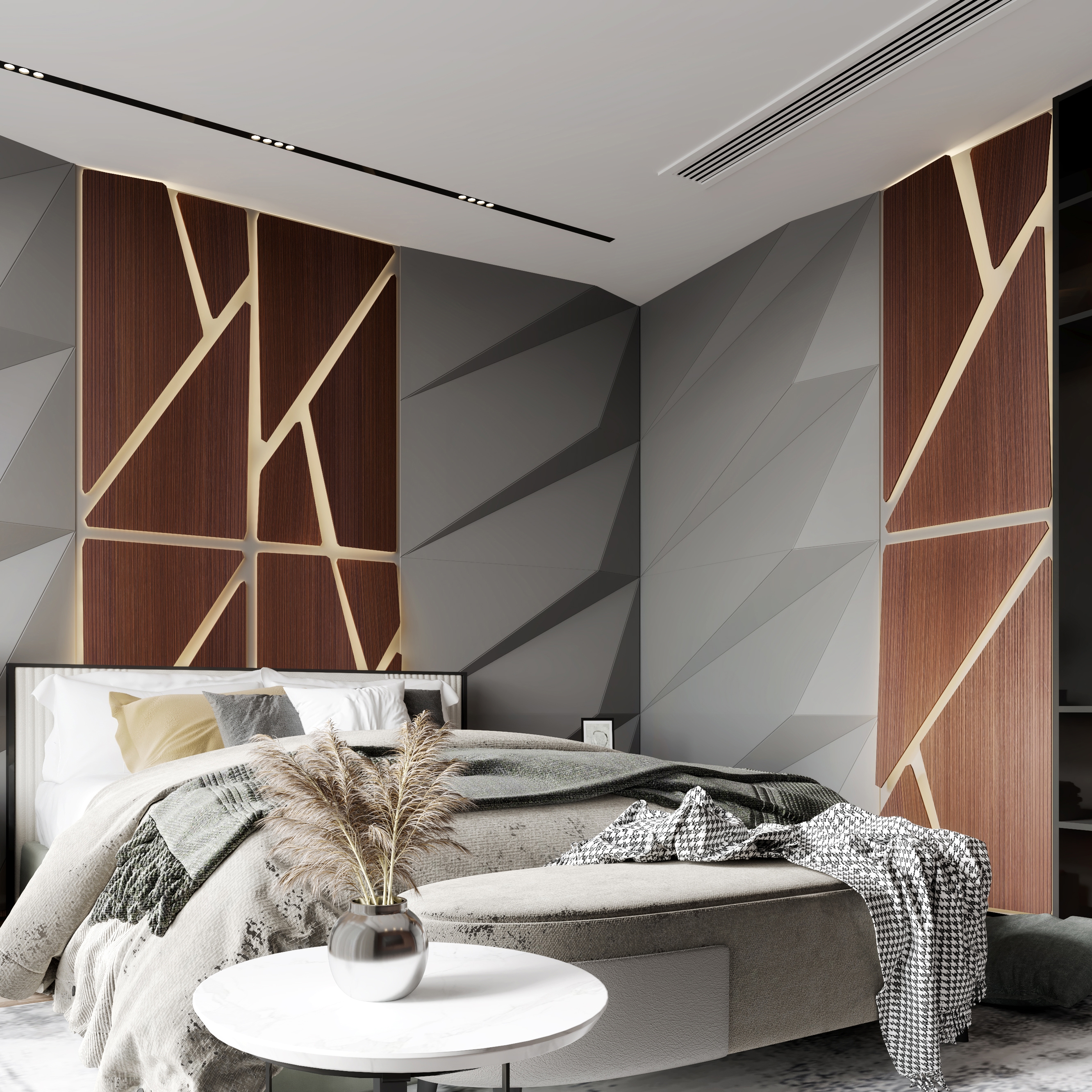 Mostra il prodotto Deta Panel Grey Lacquer Matte & Walnut del produttore Mikodam