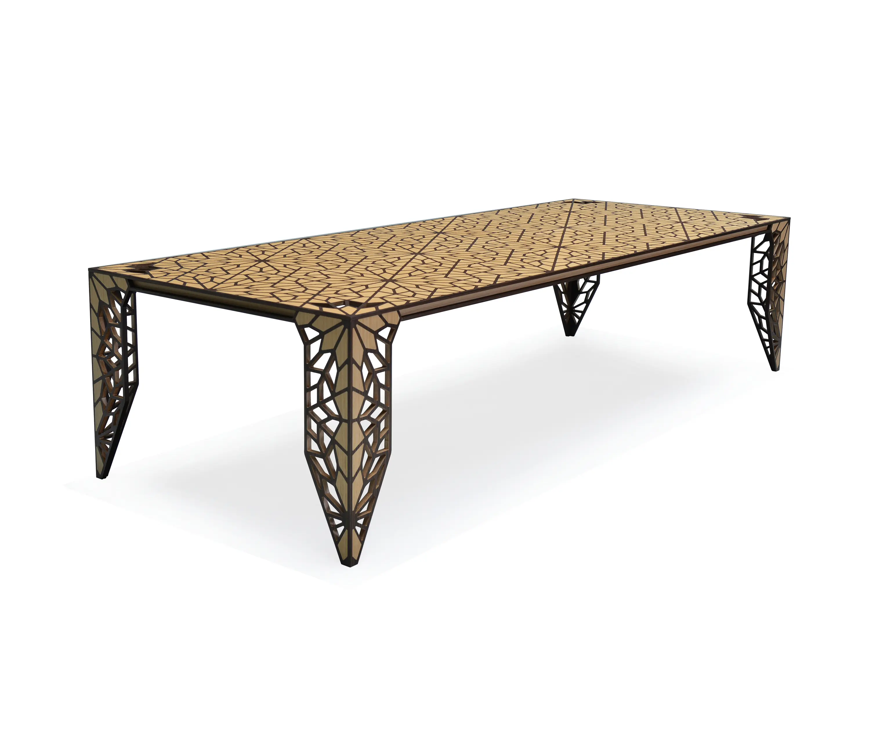 Mikodam - Sela Table Walnut Border & Oak Inlay Veneered (Ncm1)