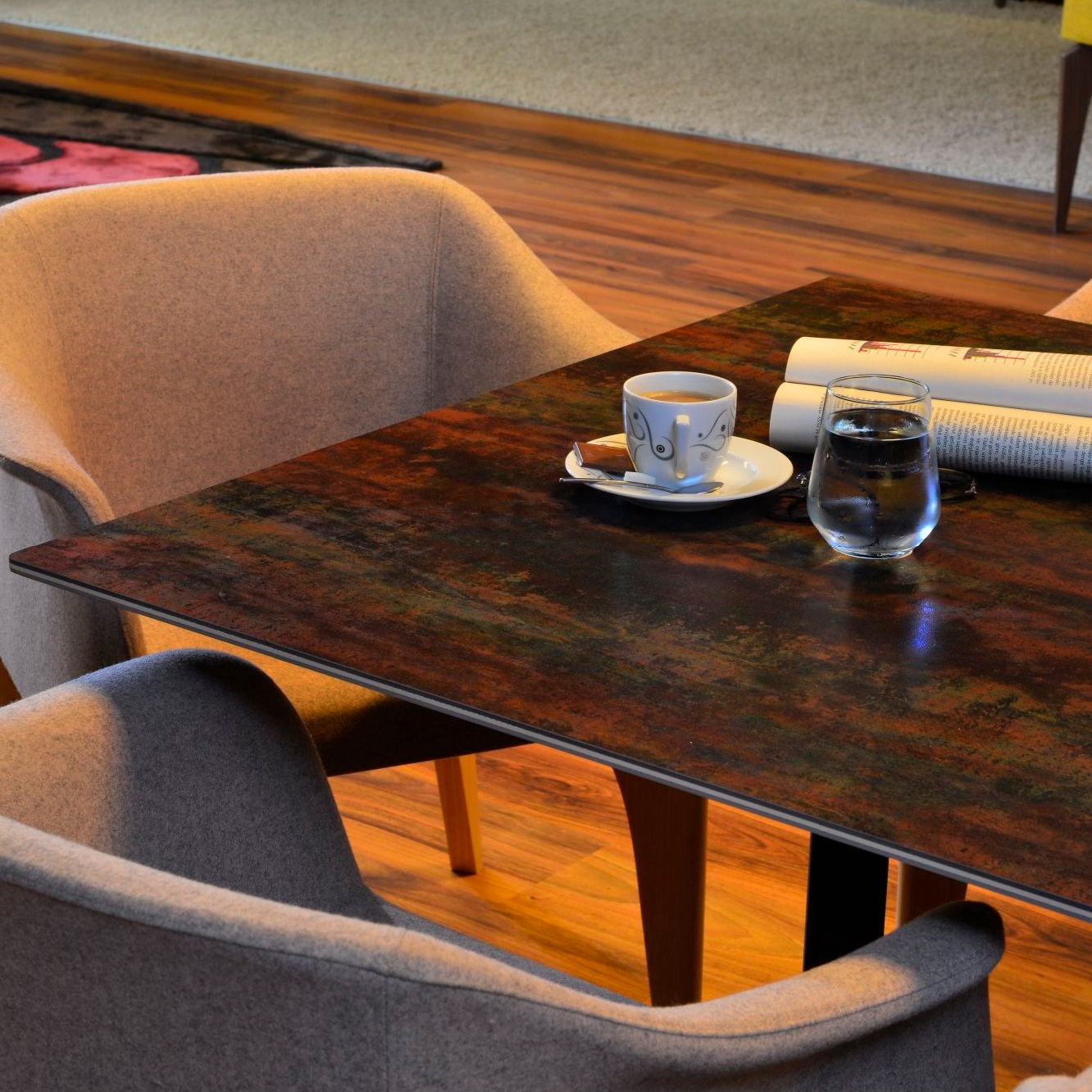 Slim Table Oxido Flame & P. Basaltina 300X100Cm