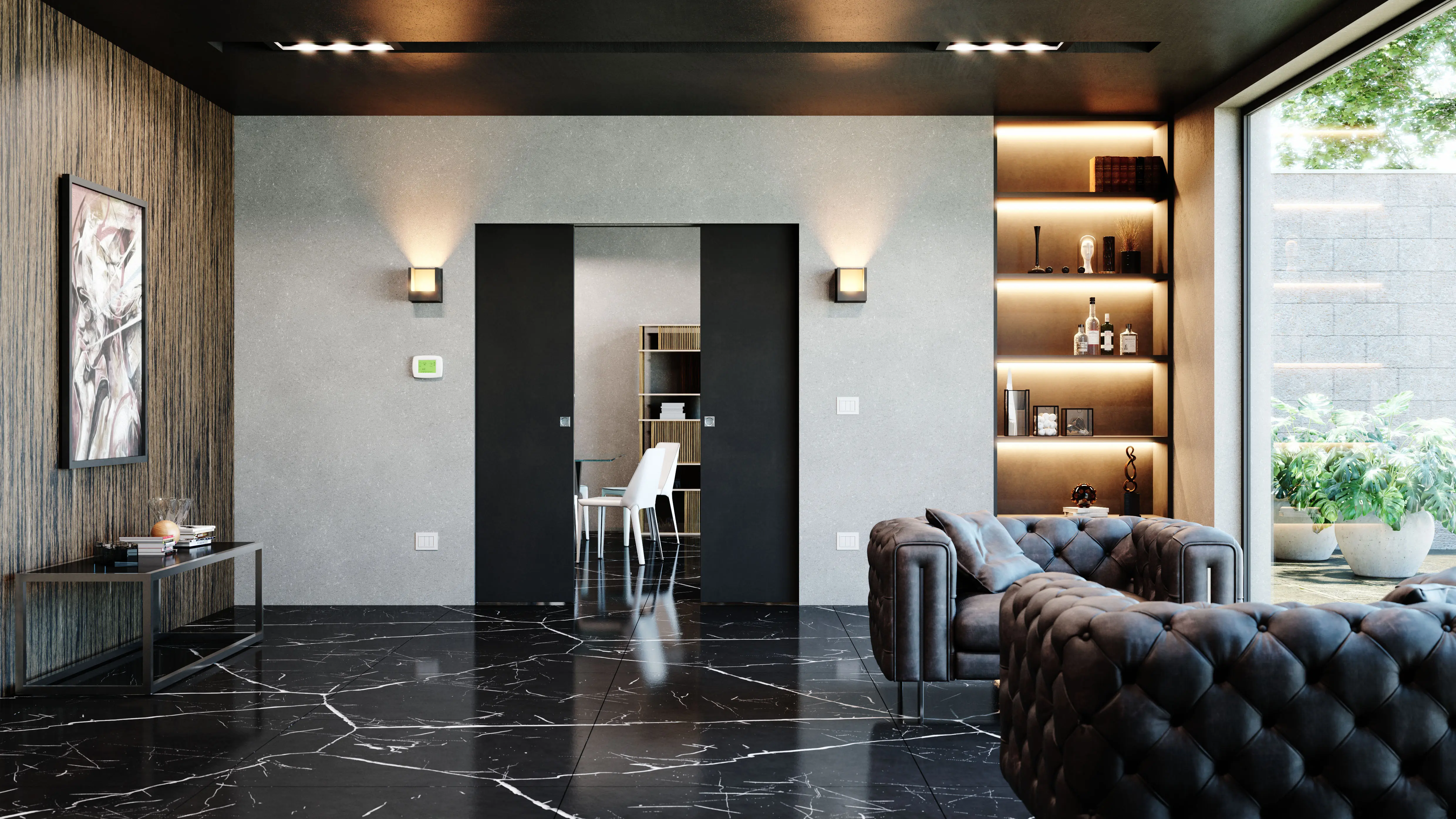 Ermetika - ABSOLUTE ENERGY Frameless sliding system with boxes for wall spotlights