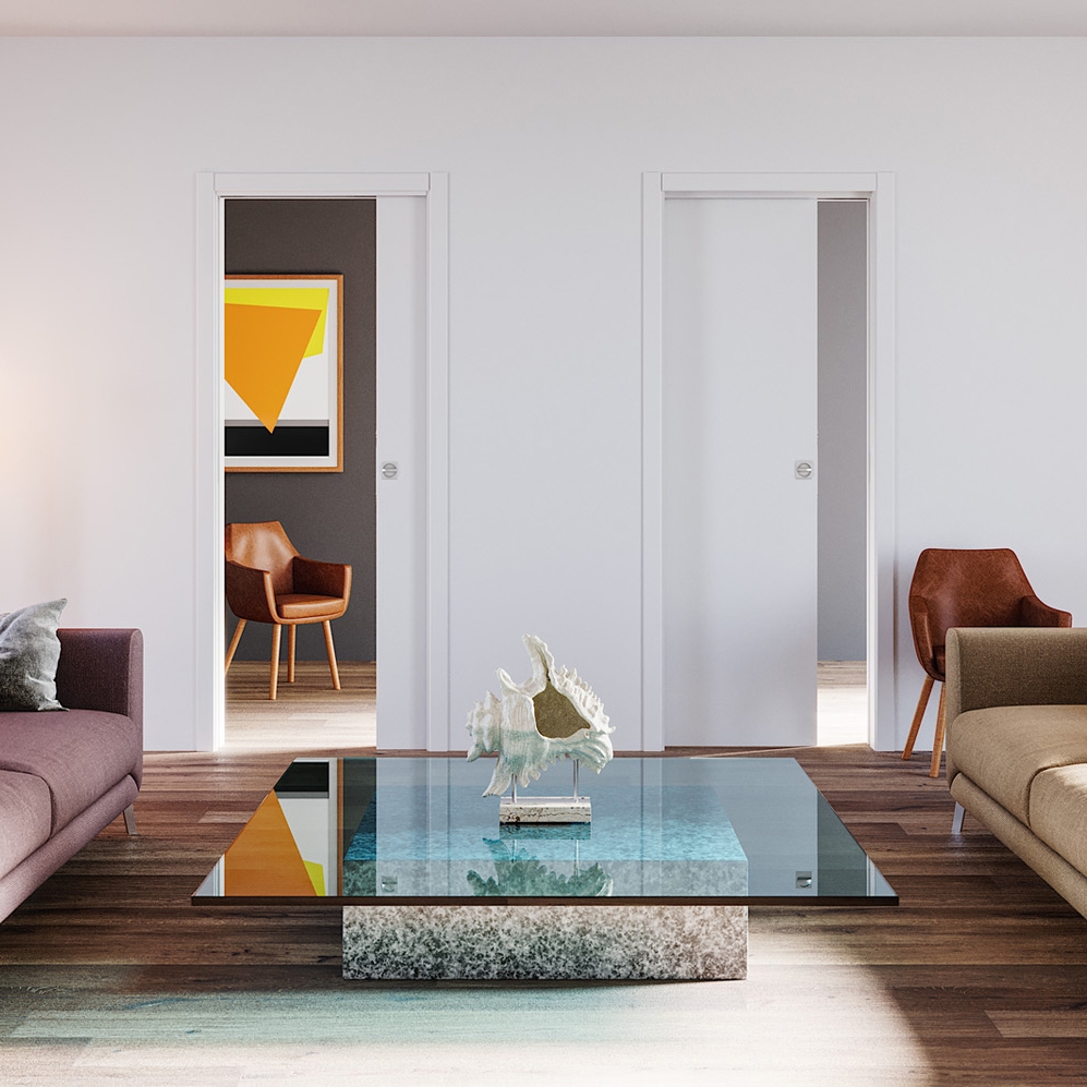 Display product UNICO EVO Classic sliding system for two panels in the same pocket from manufacturer Ermetika