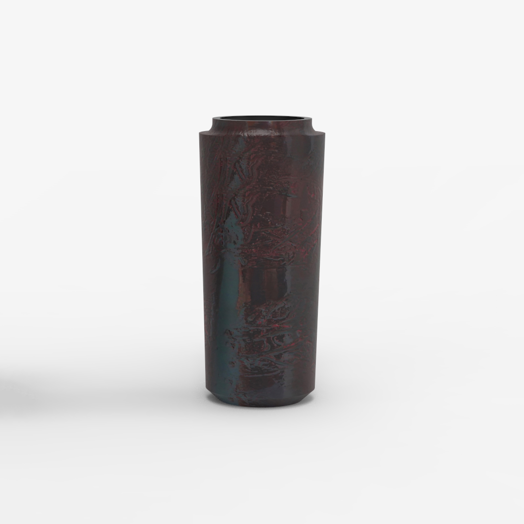 Vertoon produk Makino black and dark red urushi textured vases van vervaardiger Hiyoshiya