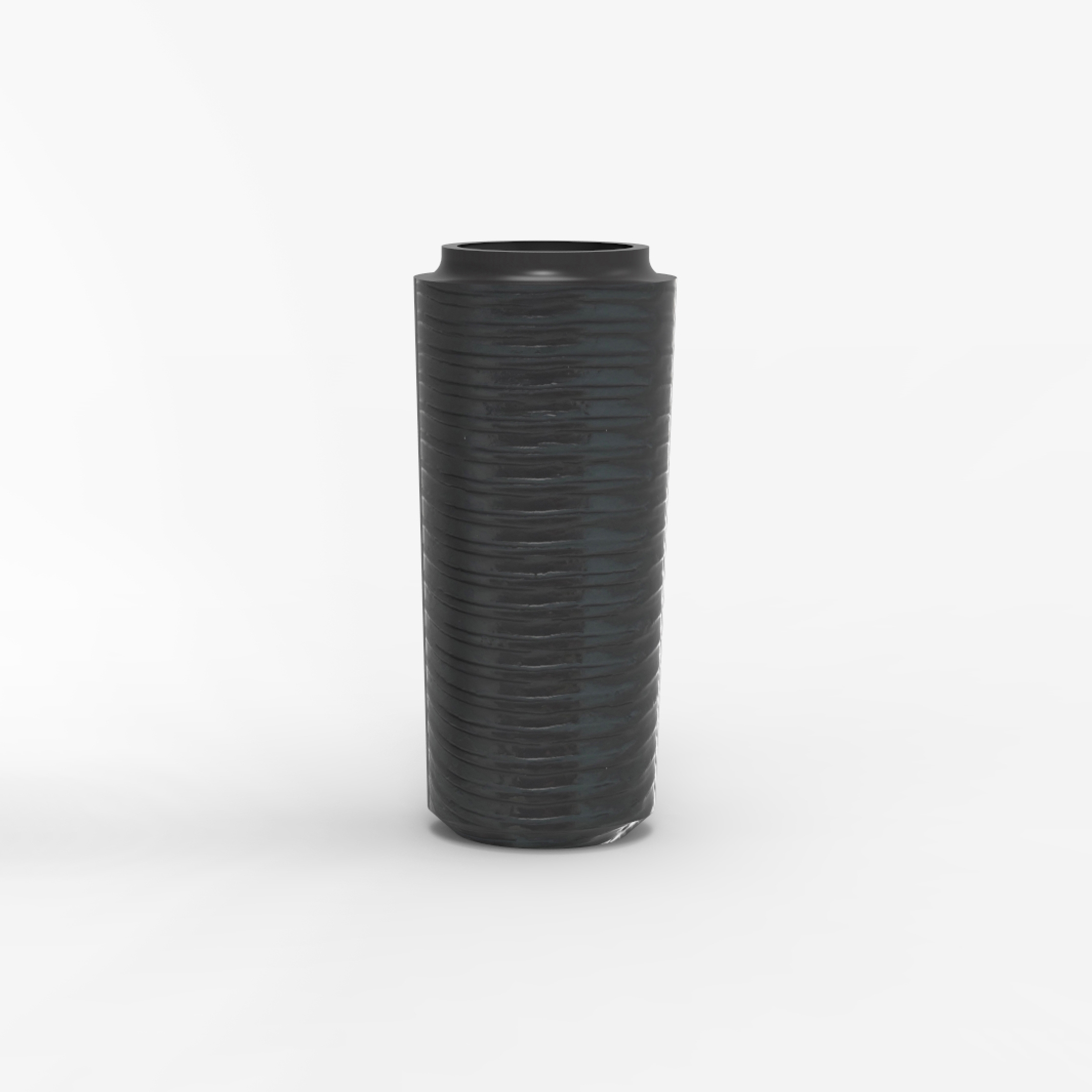 Makino black and dark red urushi vertical stripes vases