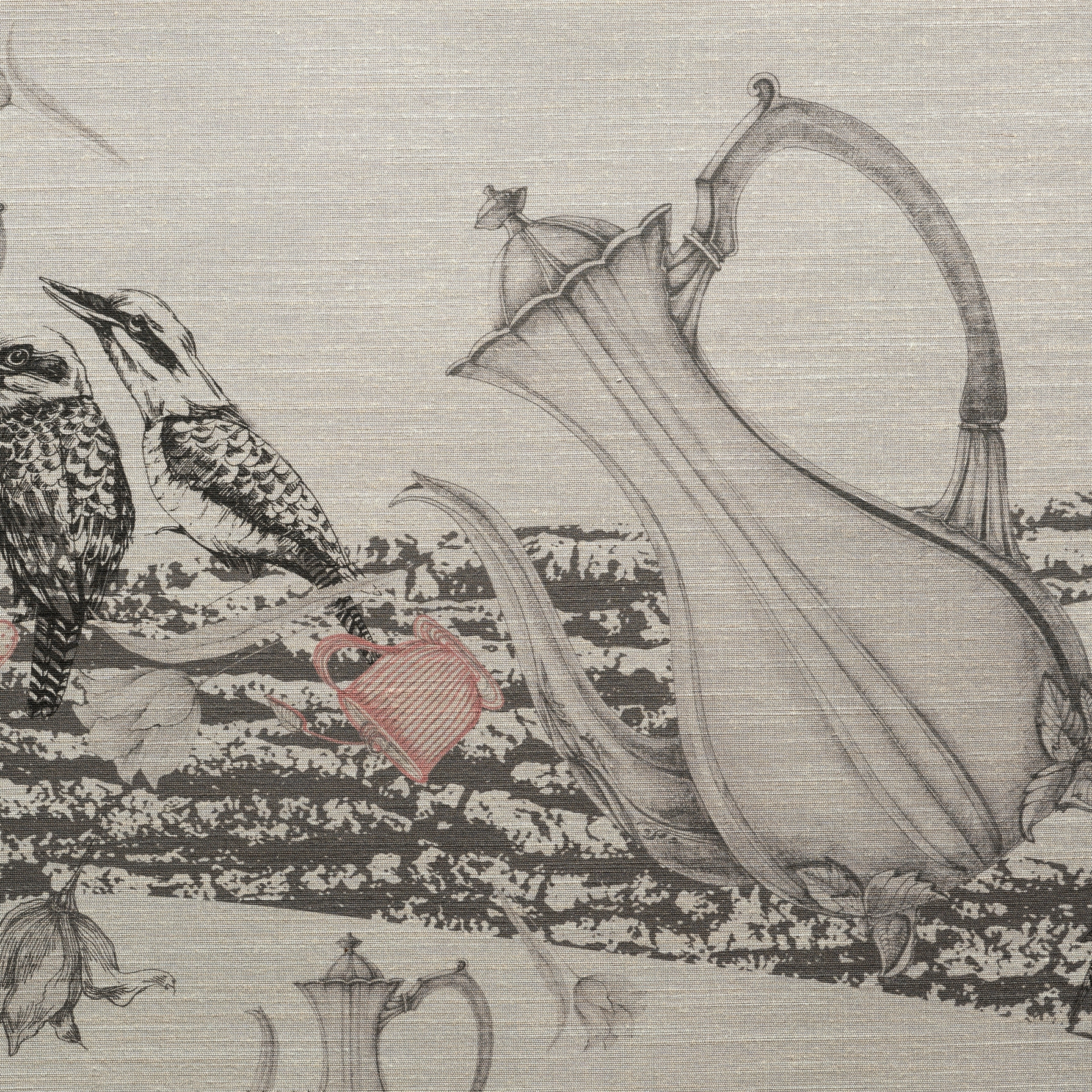 Learning to admire | Ah, Alice..._printed on Grey Silk Cotton wallpaper material