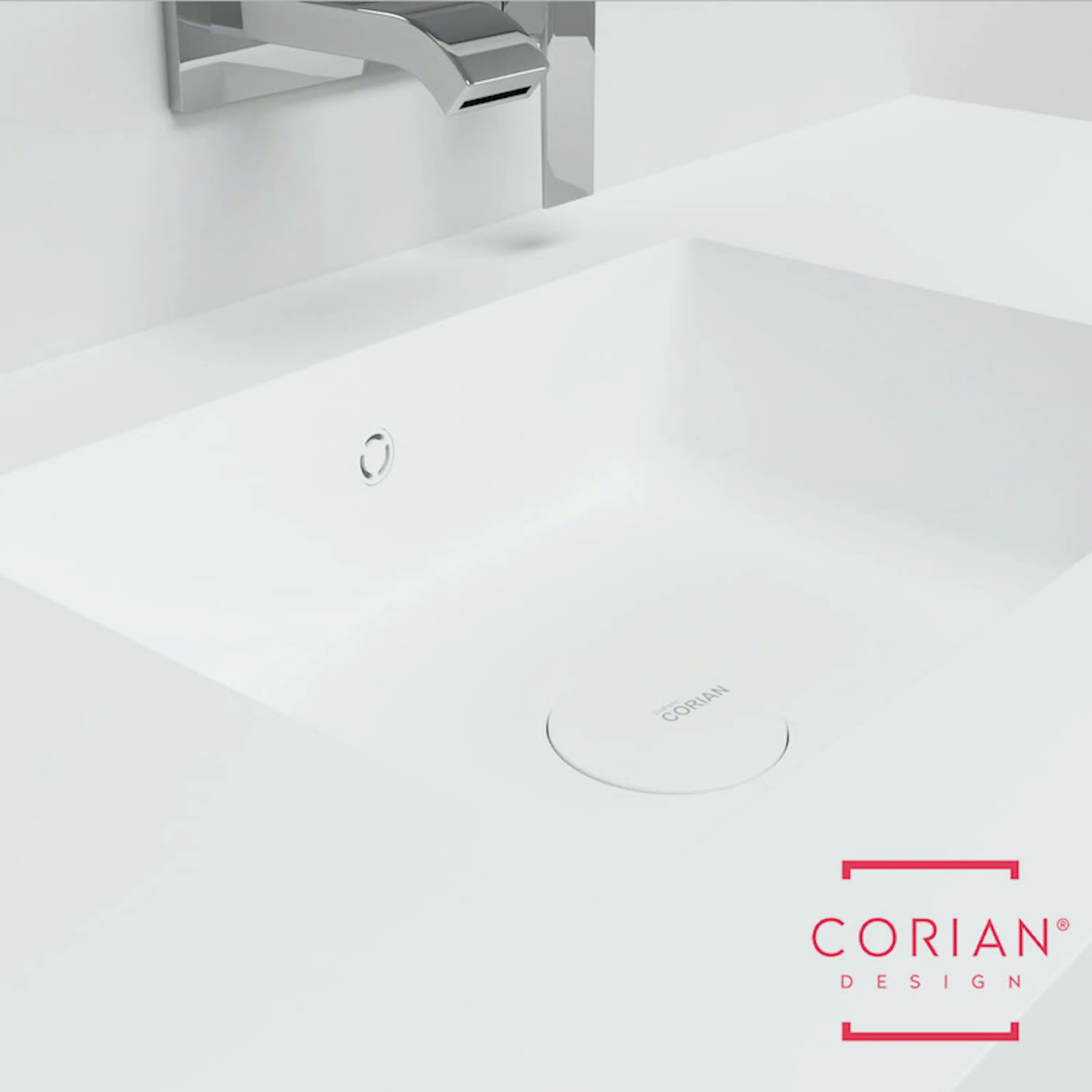 Riluxa - CORIAN® | Orion Double Basin + Gaia Edge Corian® and Solid Oak Vanity Unit - 2 drawers