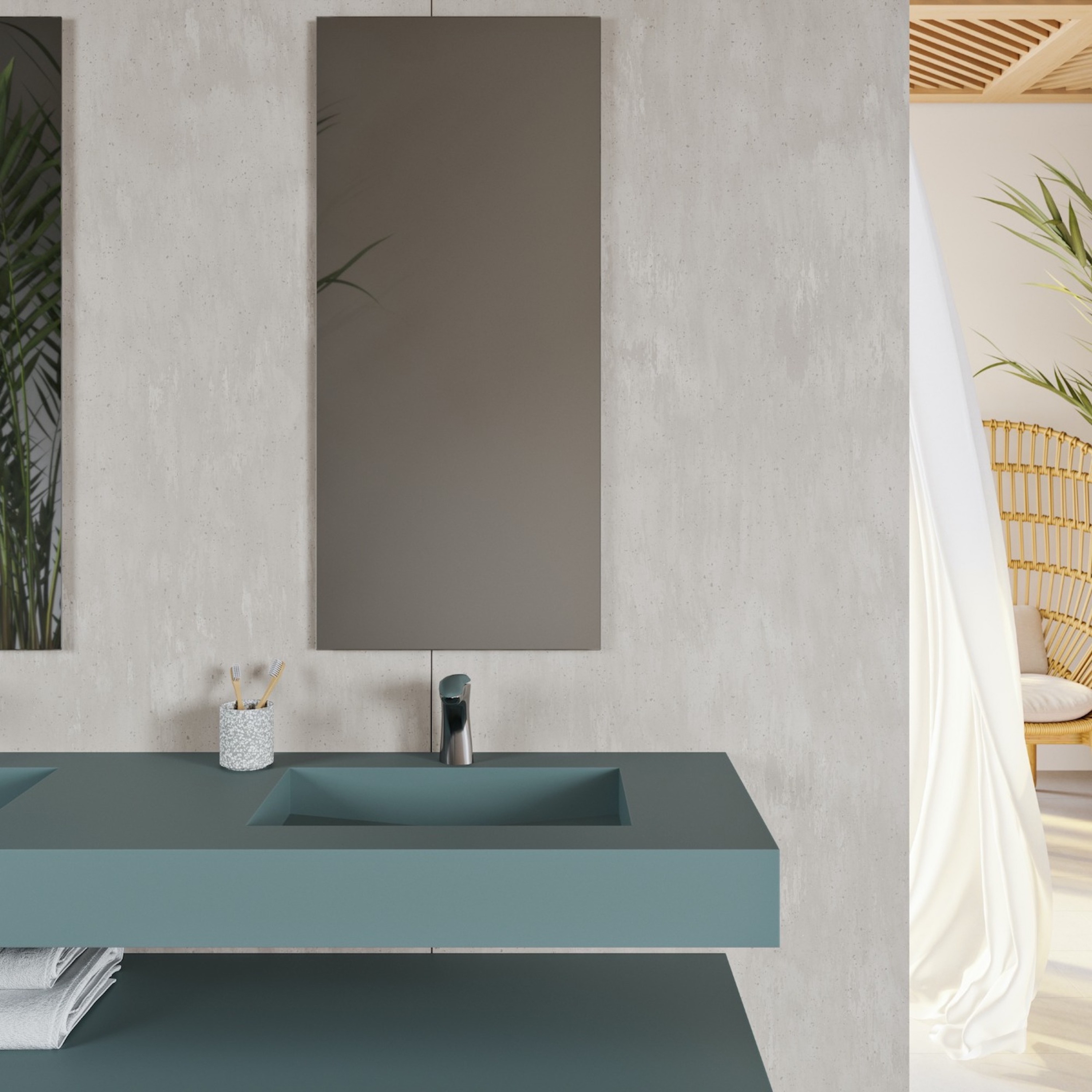 Mostrar el producto CORIAN® COLOUR | Lavabo suspendido Hatysa en Corian® Colour Verdant del fabricante Riluxa