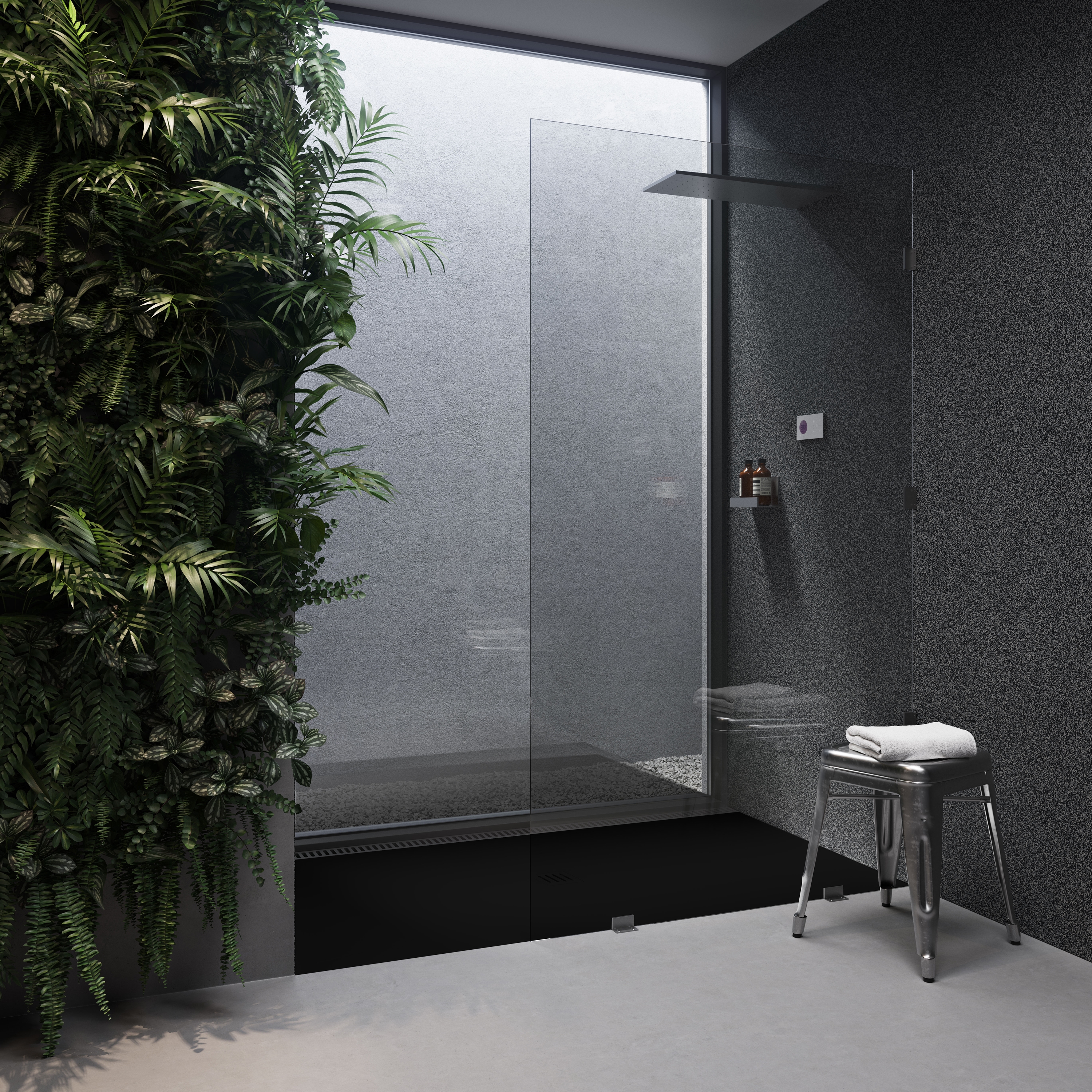 Display product CORIAN® COLOUR | Orion DuPont™ Corian® Ultra Slim Shower Tray - Deep Nocturne from manufacturer Riluxa