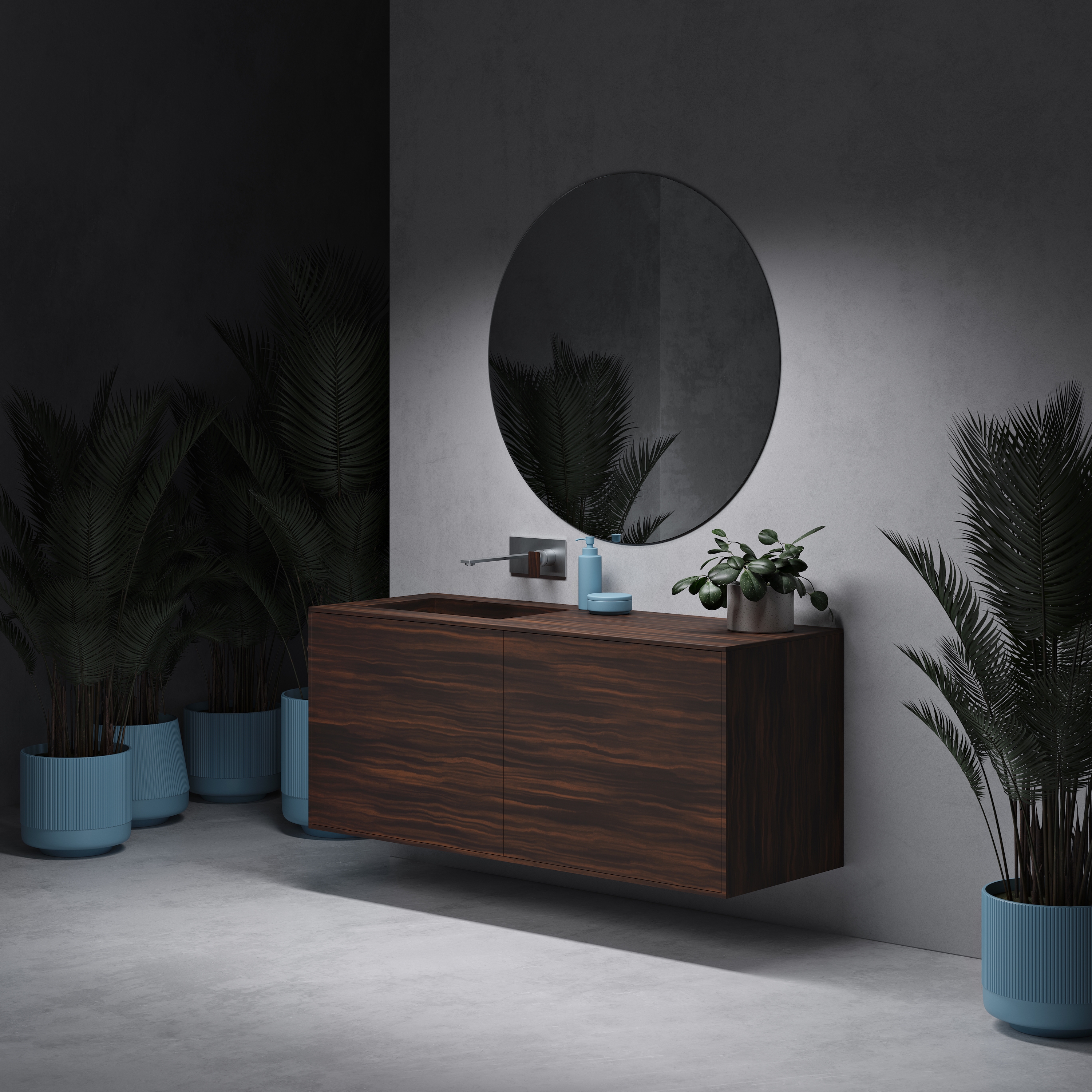 Display product CORIAN® COLOUR | Sagitta Basin + Gaia Renaissance all Corian® Colour Vanity Unit - 2 drawers from manufacturer Riluxa