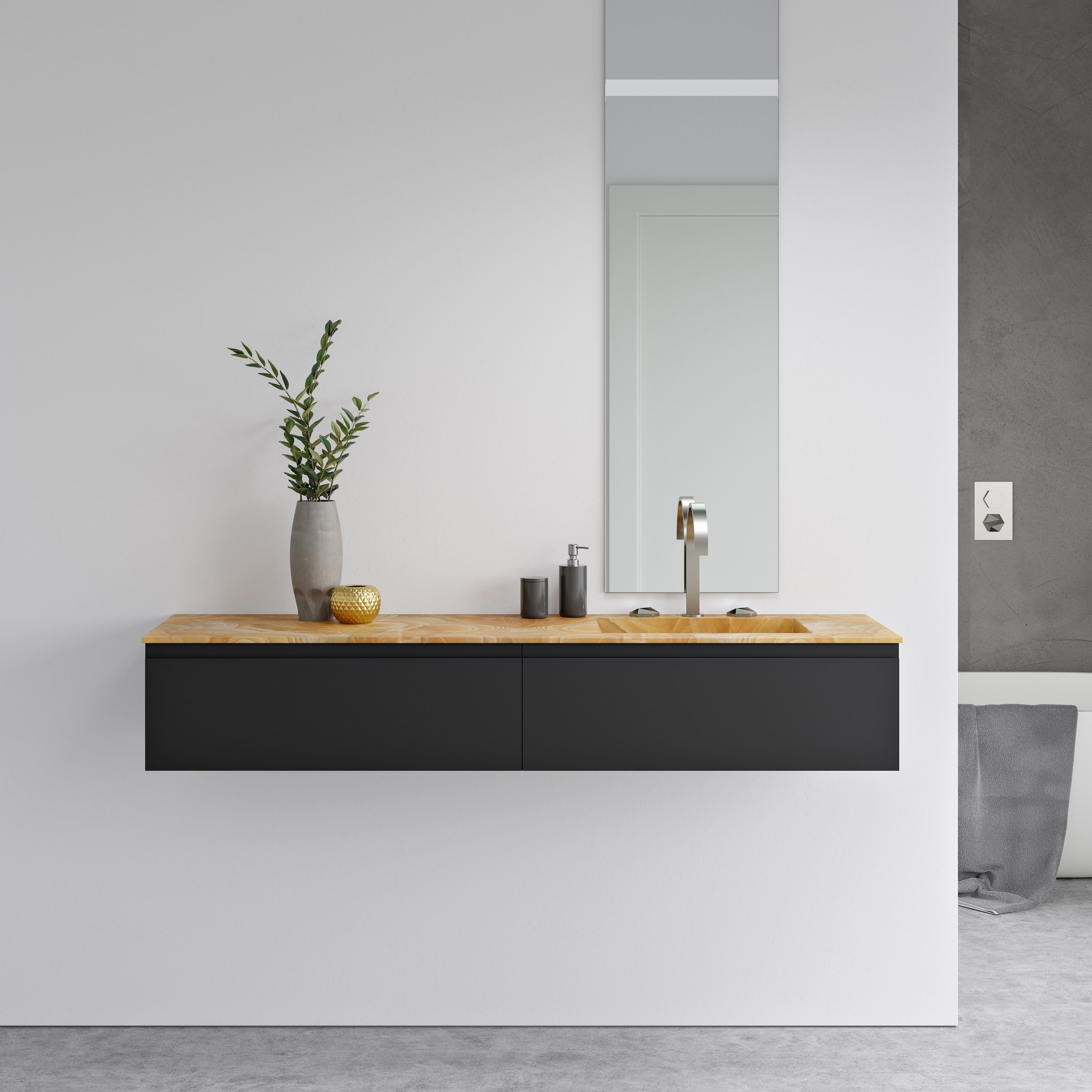 Mostra il prodotto MARBLE | Cassiopeia Orange Onyx Marble Vanity Top Single Washbasin del produttore Riluxa