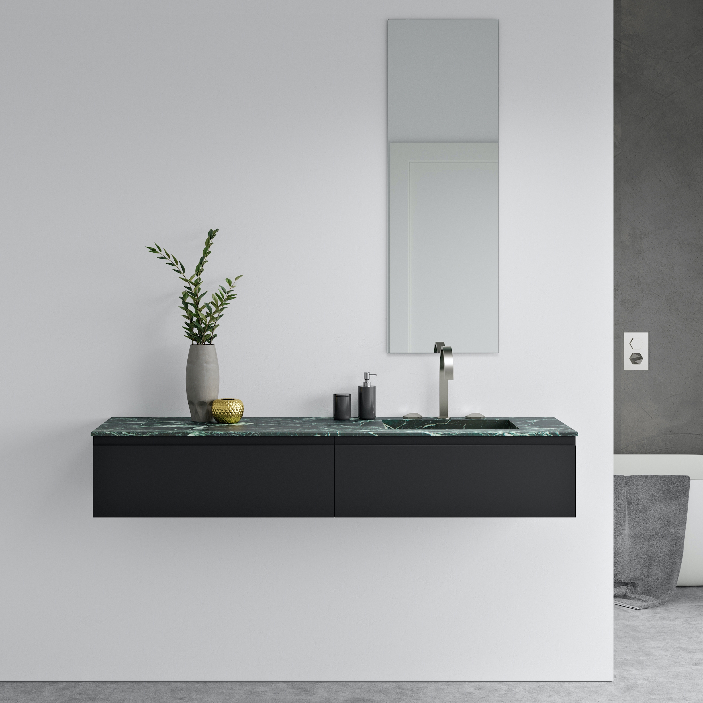 MARBLE | Cassiopeia Verde Dicalio Marble Vanity Top Single Washbasin
