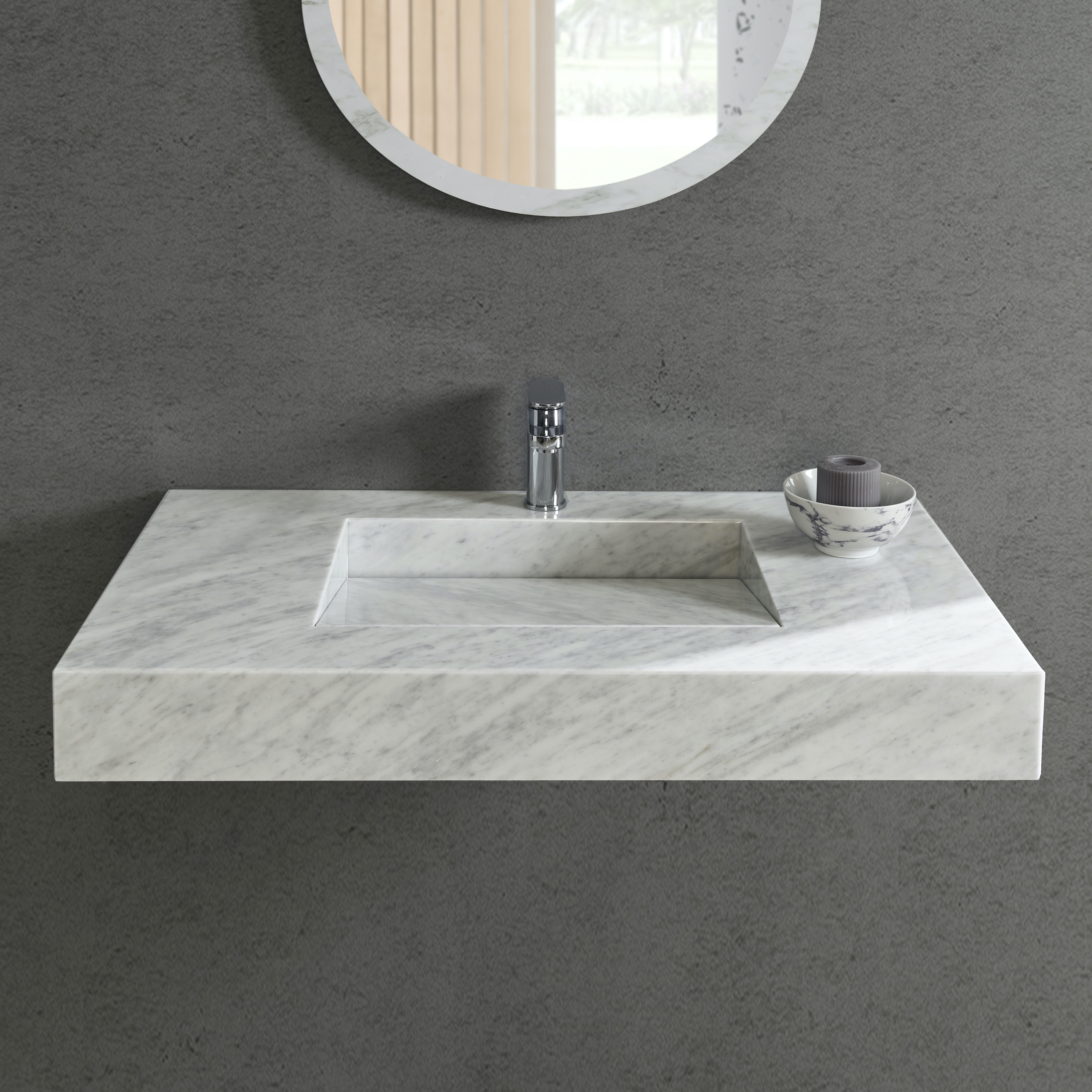 Mostrar el producto MARBLE | Lavabo de pared Sagitta de mármol Carrara del fabricante Riluxa