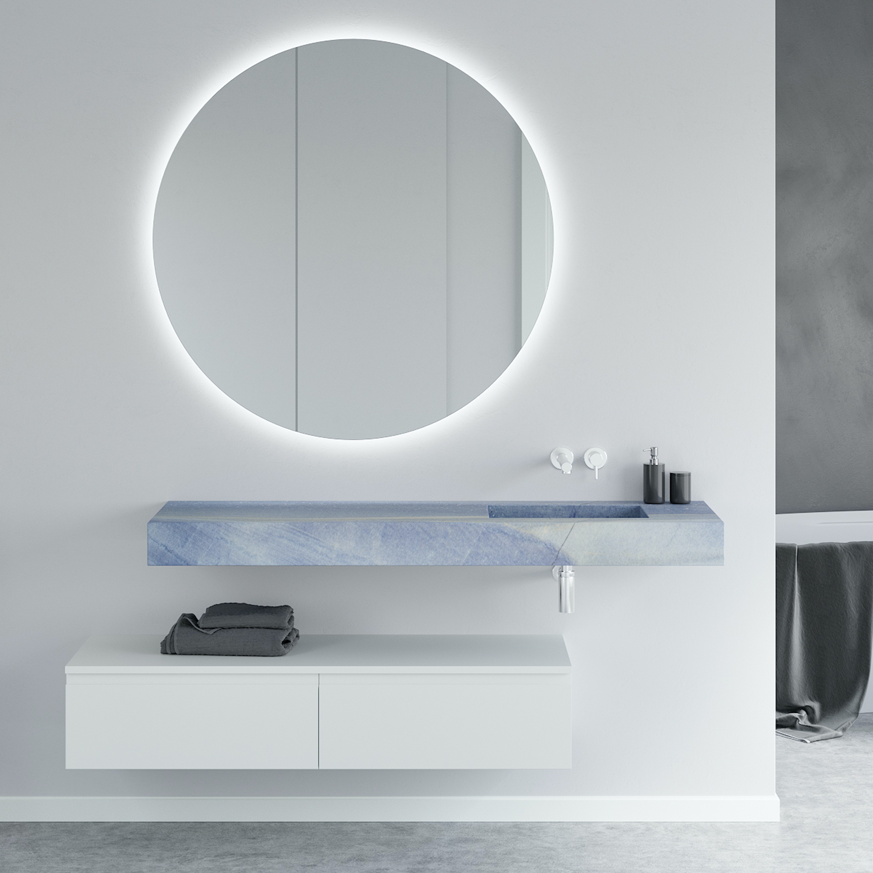 Mostrar el producto MARBLE | Lavabo suspendido Gliese de mármol Blue Macauba del fabricante Riluxa