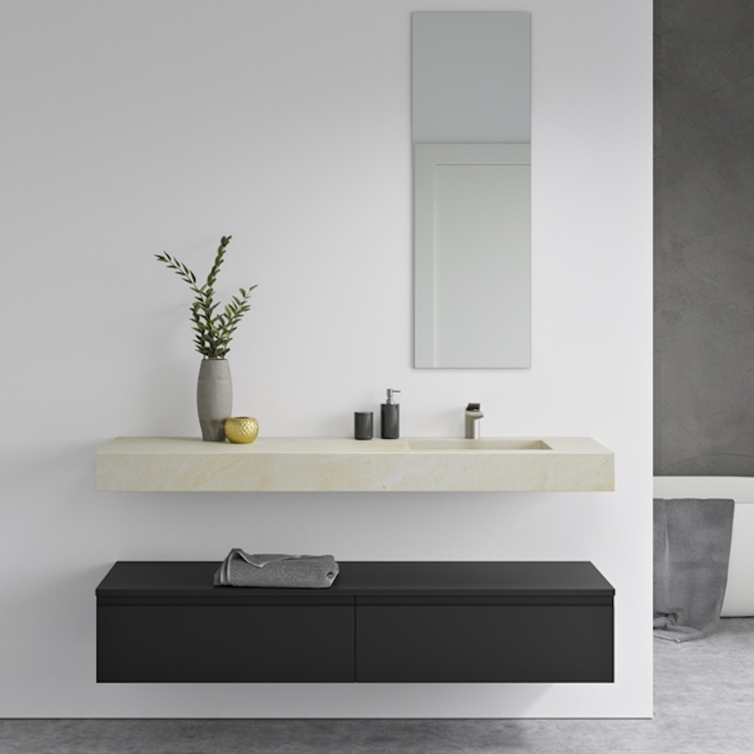 Mostrar el producto MARBLE | Lavabo suspendido Pegasus de mármol Crema Marfil del fabricante Riluxa