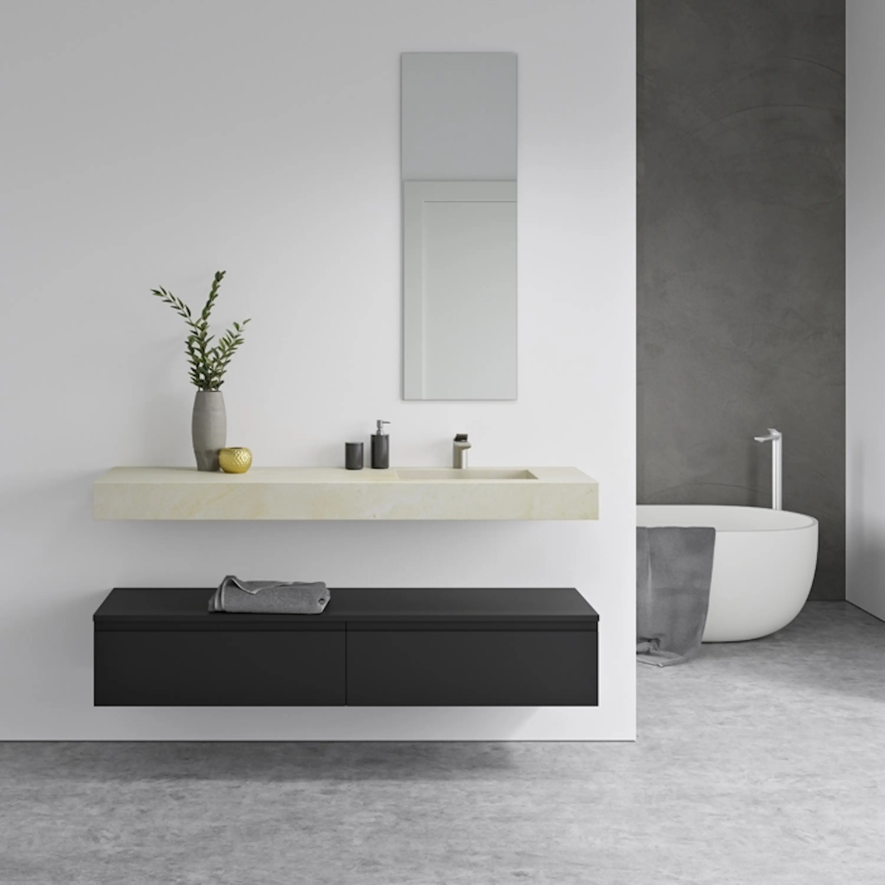 Riluxa - MARBLE | Lavabo suspendido Pegasus de mármol Crema Marfil