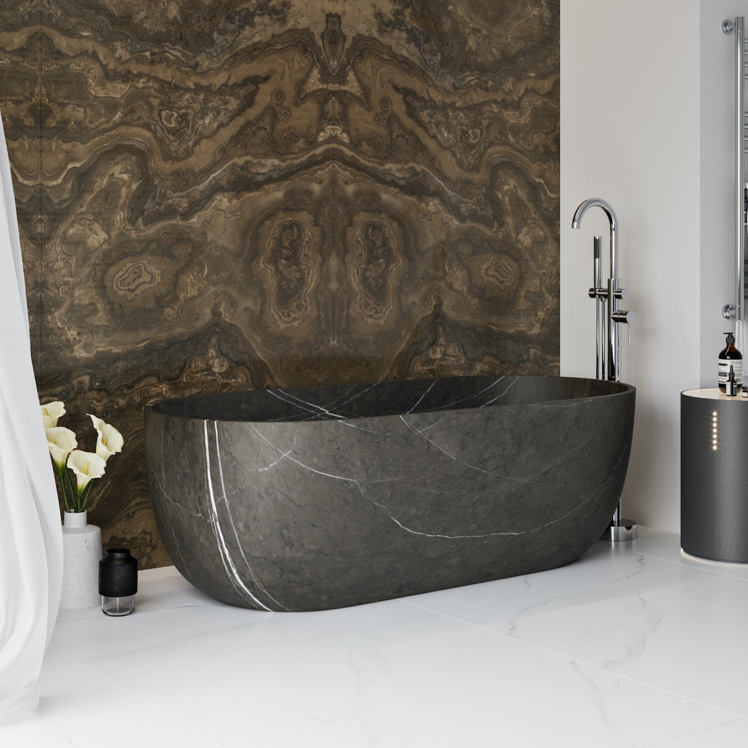 MARBLE | Zurich Grey Ara Marble Freestanding Bathtub