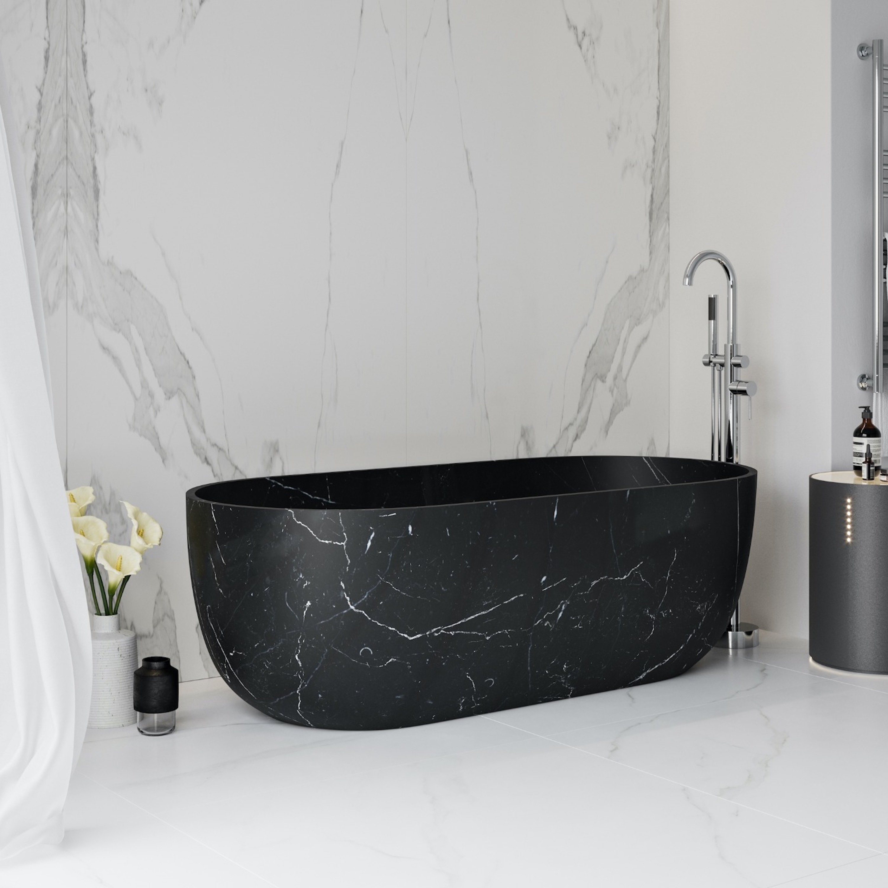 MARBLE | Zurich Nero Marquina Marble Freestanding Bathtub