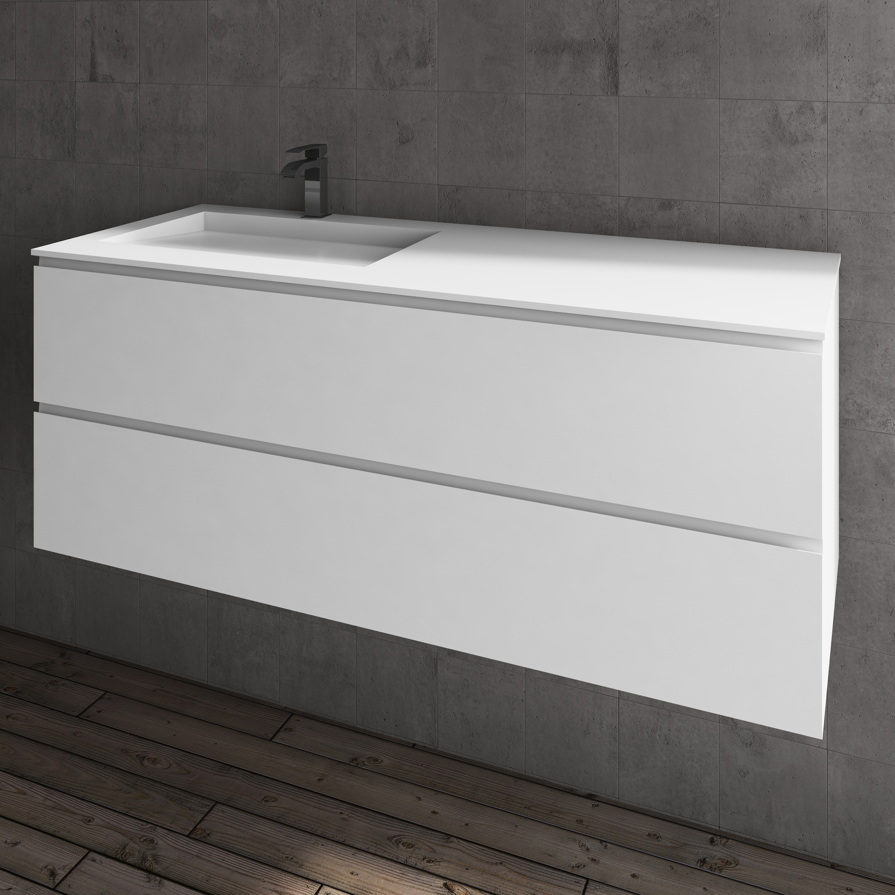 Produkt MDF + CORIAN® | Waschtisch aus Corian® Sagitta + Gaia Classic Wand- Unterschrank aus MDF - 2x1 Schubladen des Herstellers Riluxa anzeigen