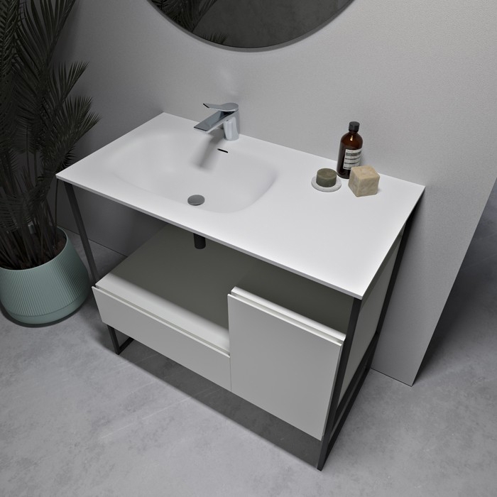 Afficher le produit MINERAL STONE® | Amsterdam Meuble-vasque en Solid Surface et MDF - 2 Tiroirs du fabricant Riluxa