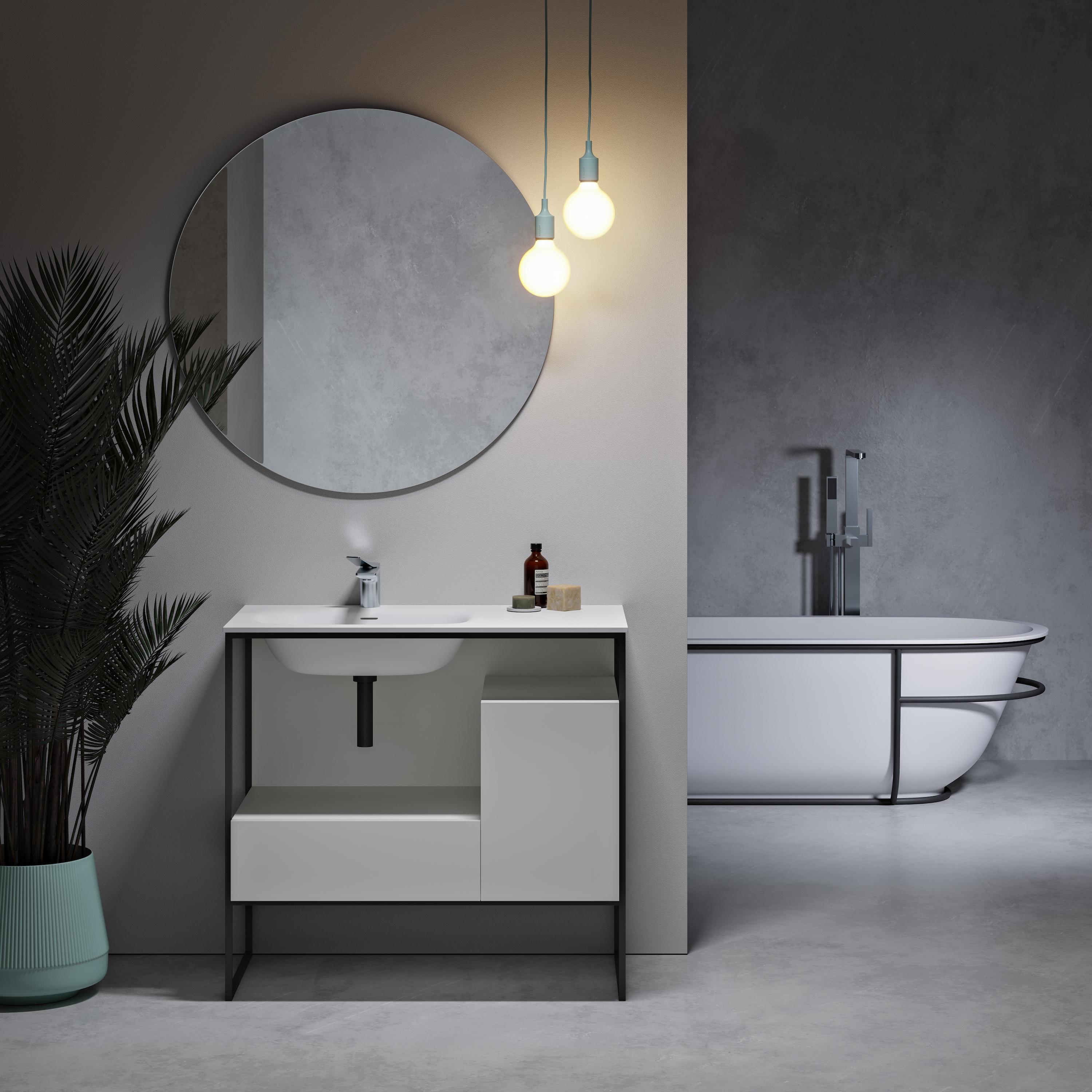 Mostrar el producto SOLID SURFACE | Mueble independiente Amsterdam con lavabo de solid surface - 2 cajones del fabricante Riluxa