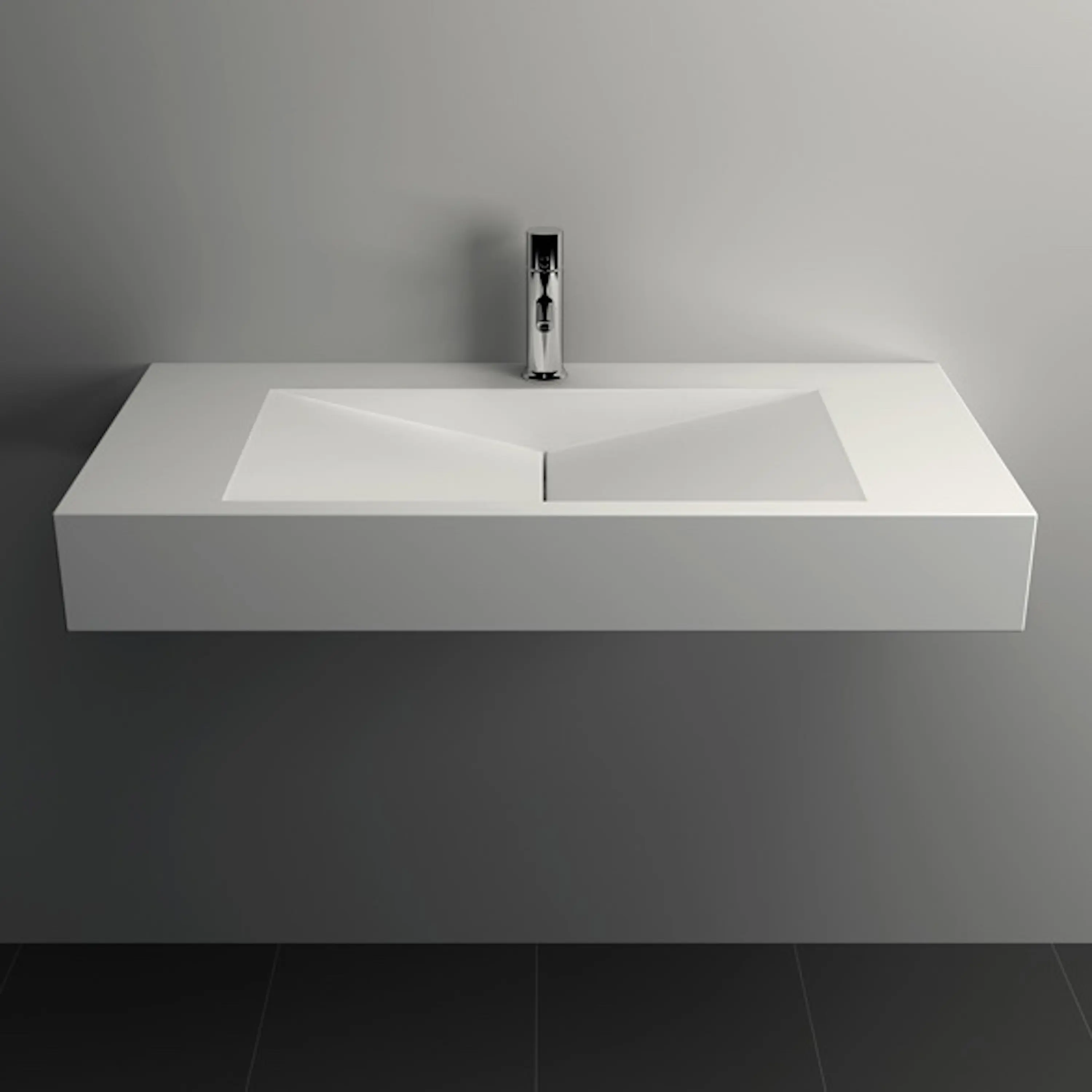Riluxa - SOLID SURFACE | Anemone Solid Surface Wall Mounted Washbasin - 90cm