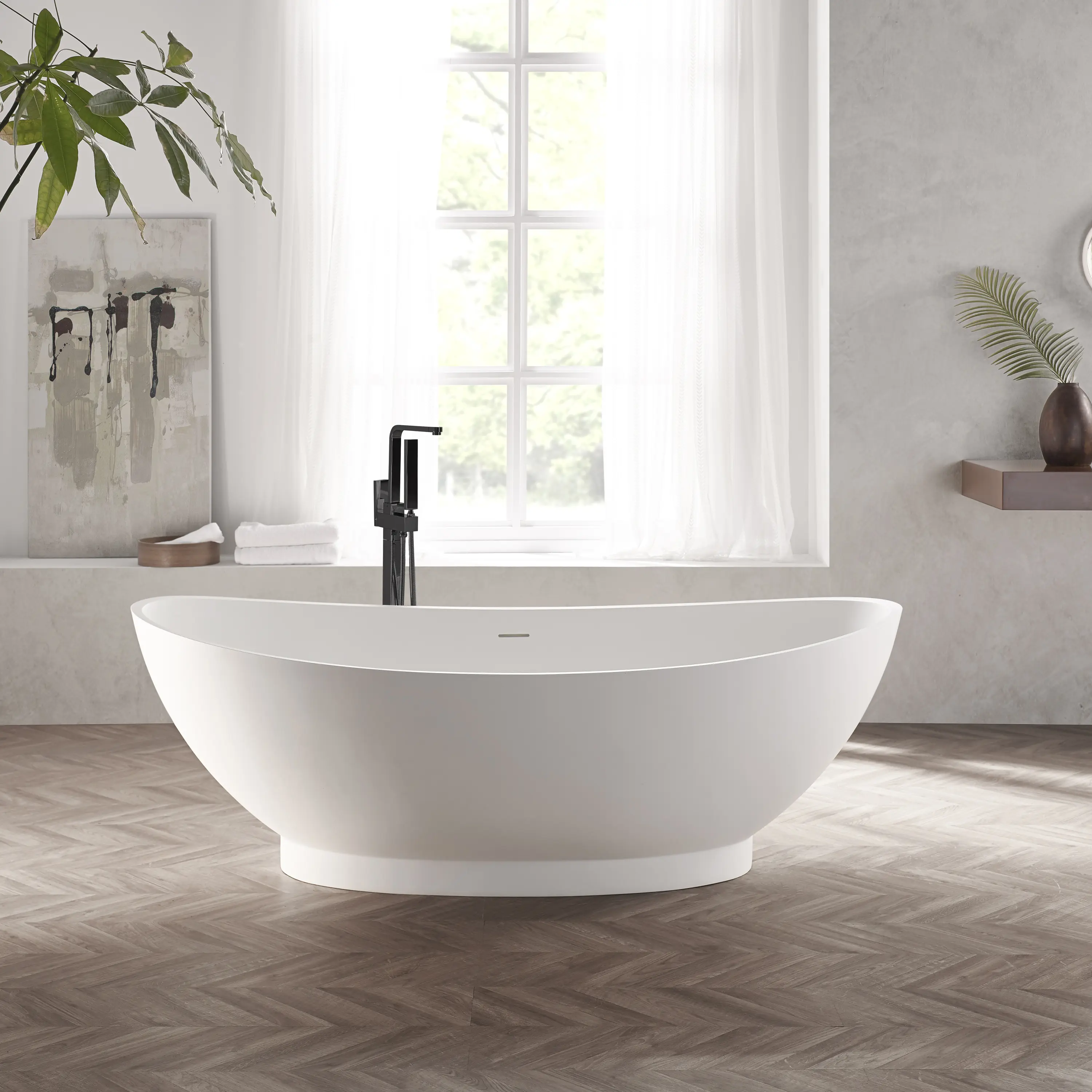 Riluxa - SOLID SURFACE | Baignoire Ilot Annecy en Solid Surface 180cm