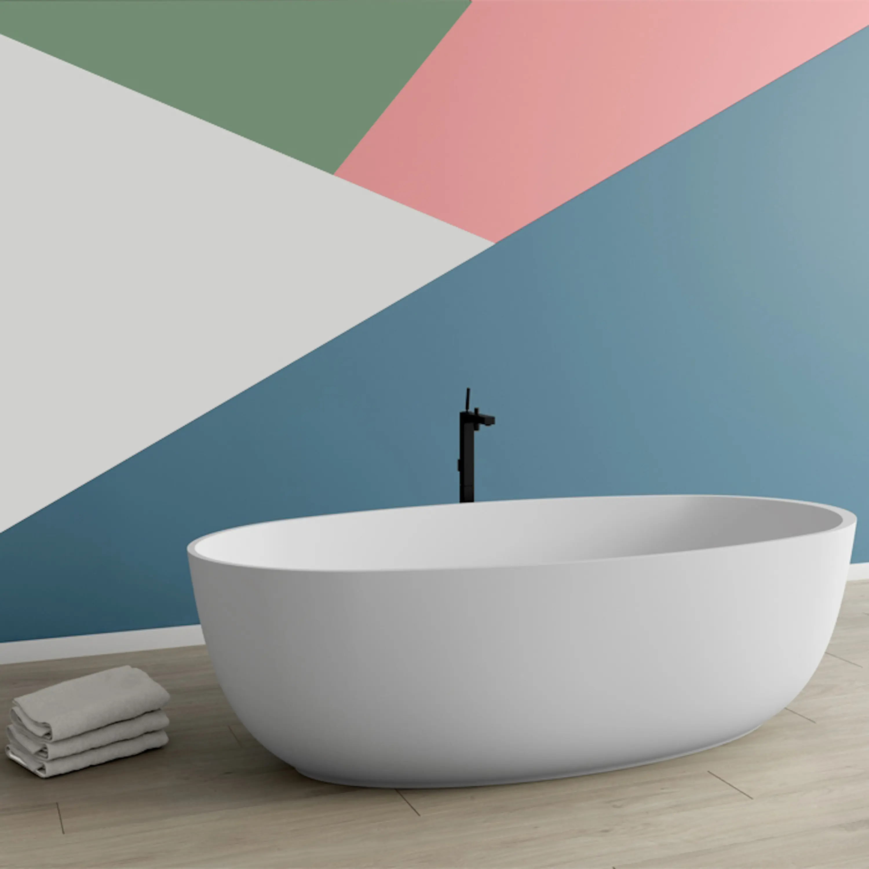 Riluxa - SOLID SURFACE | Blanca Freestanding Solid Surface Bathtub