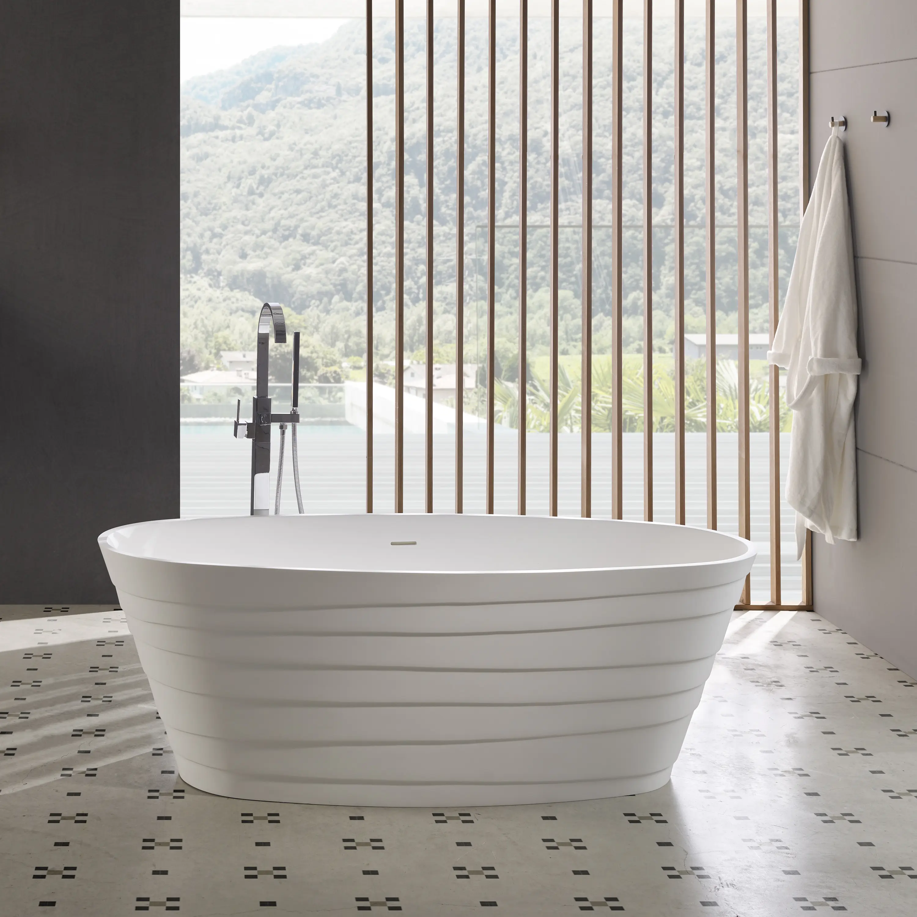 Riluxa - SOLID SURFACE | Baignoire Ilot Chic 160cm en Solid Surface