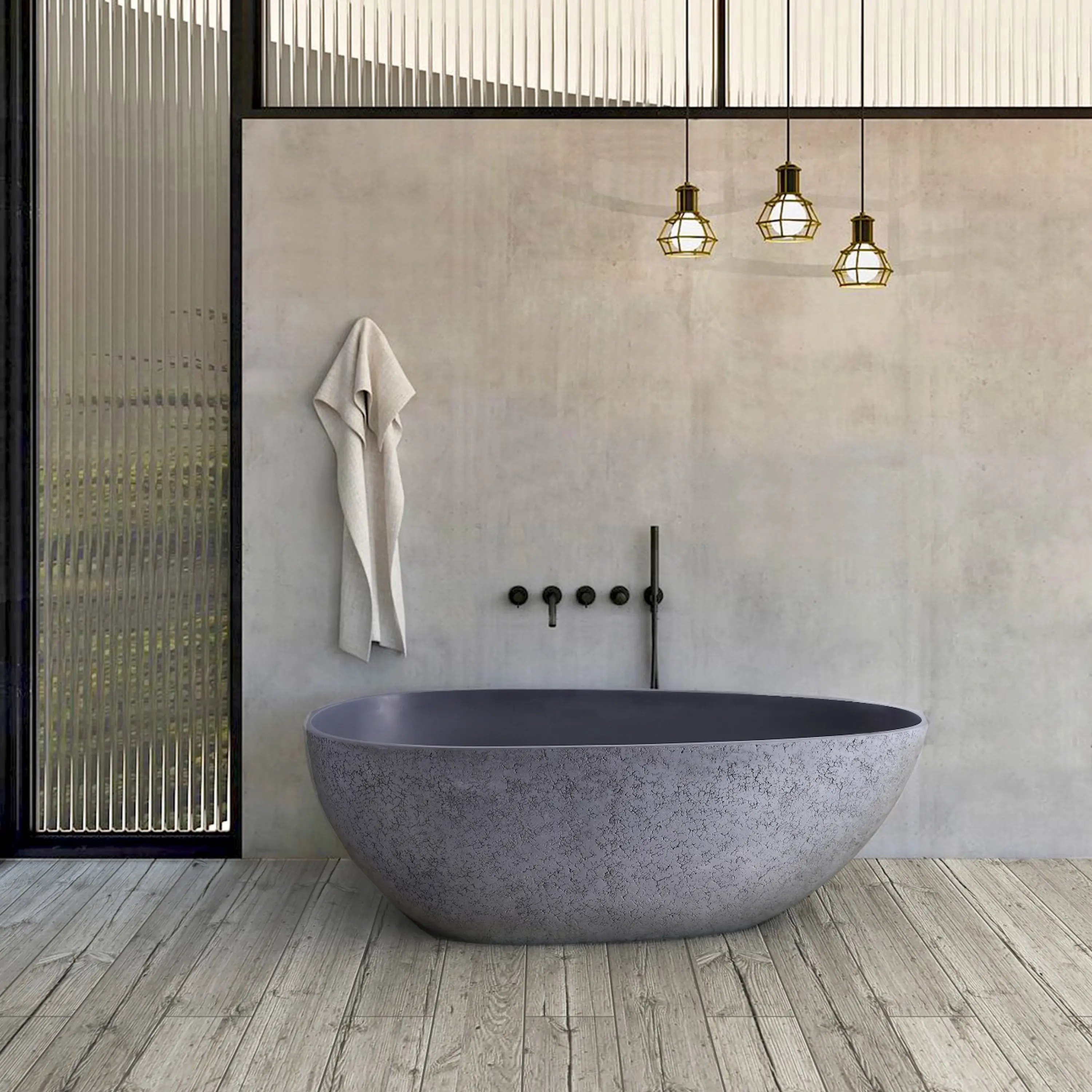 Riluxa - SOLID SURFACE | Concrete Freestanding Solid Surface Bathtub
