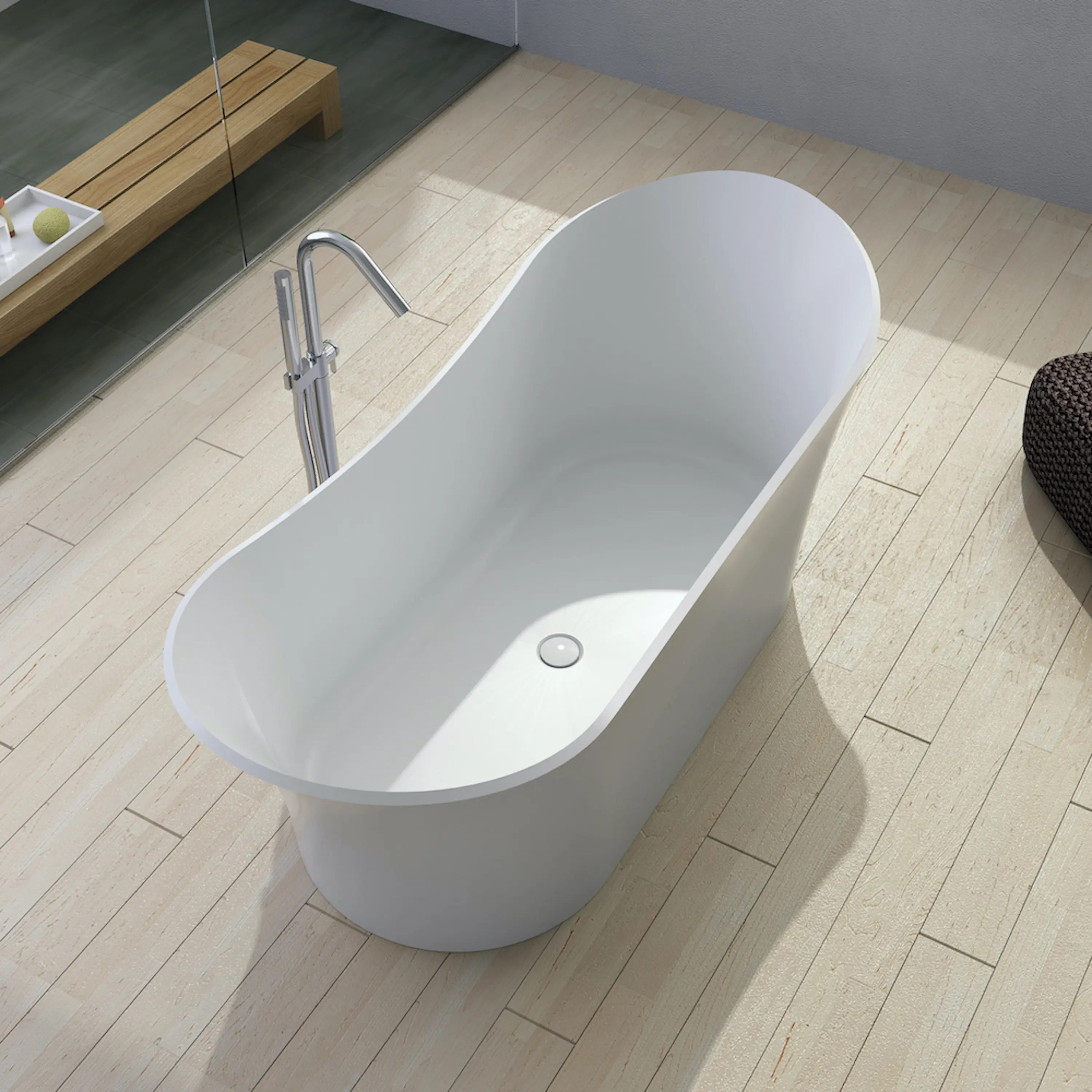 Riluxa - SOLID SURFACE | Marbella Freestanding Solid Surface Bathtub - 175cm