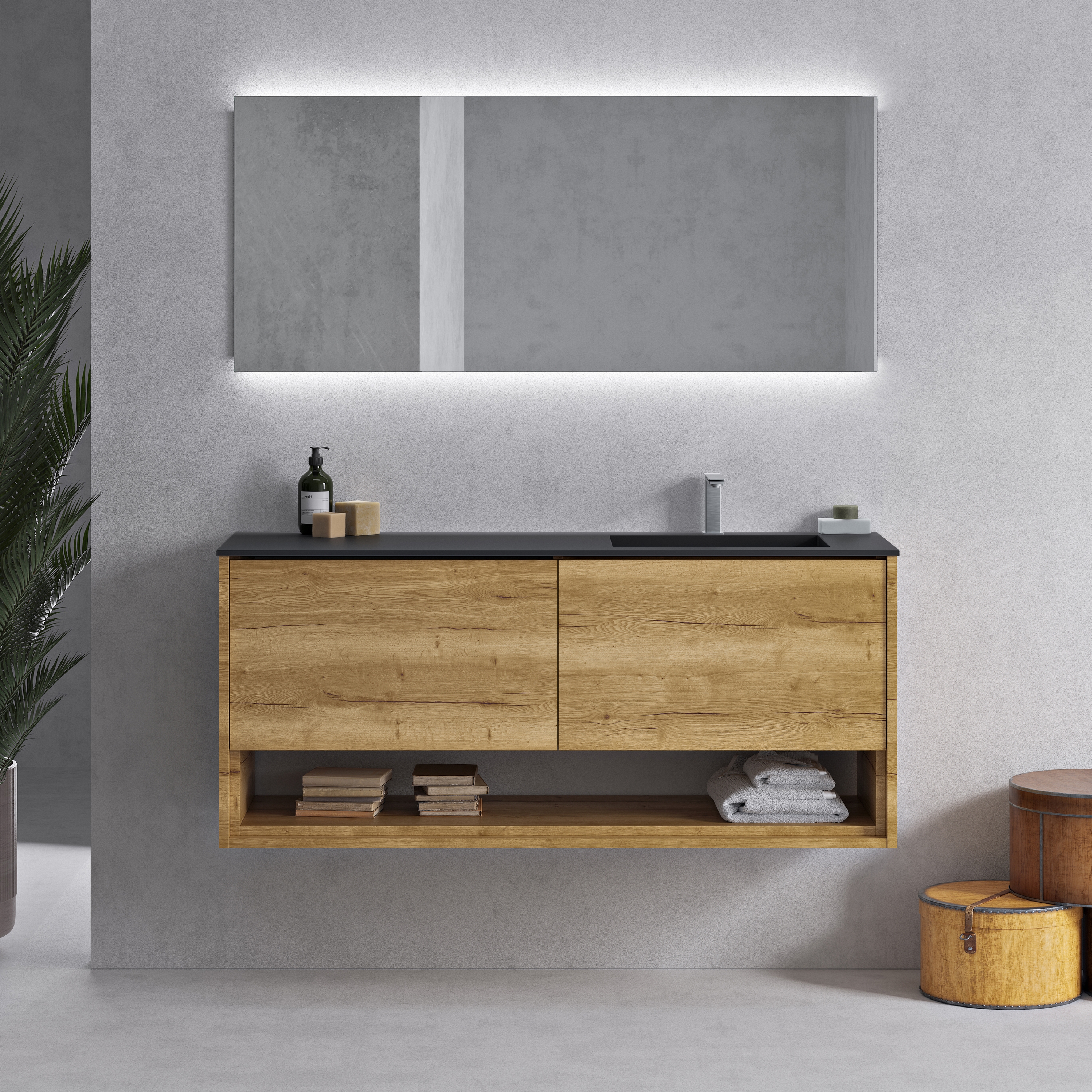 Produkt SOLID WOOD | Sagitta Corian® Colour Waschtisch + Athena Wood Eiche Massiv-Unterschrank - 2 Schubladen des Herstellers Riluxa anzeigen