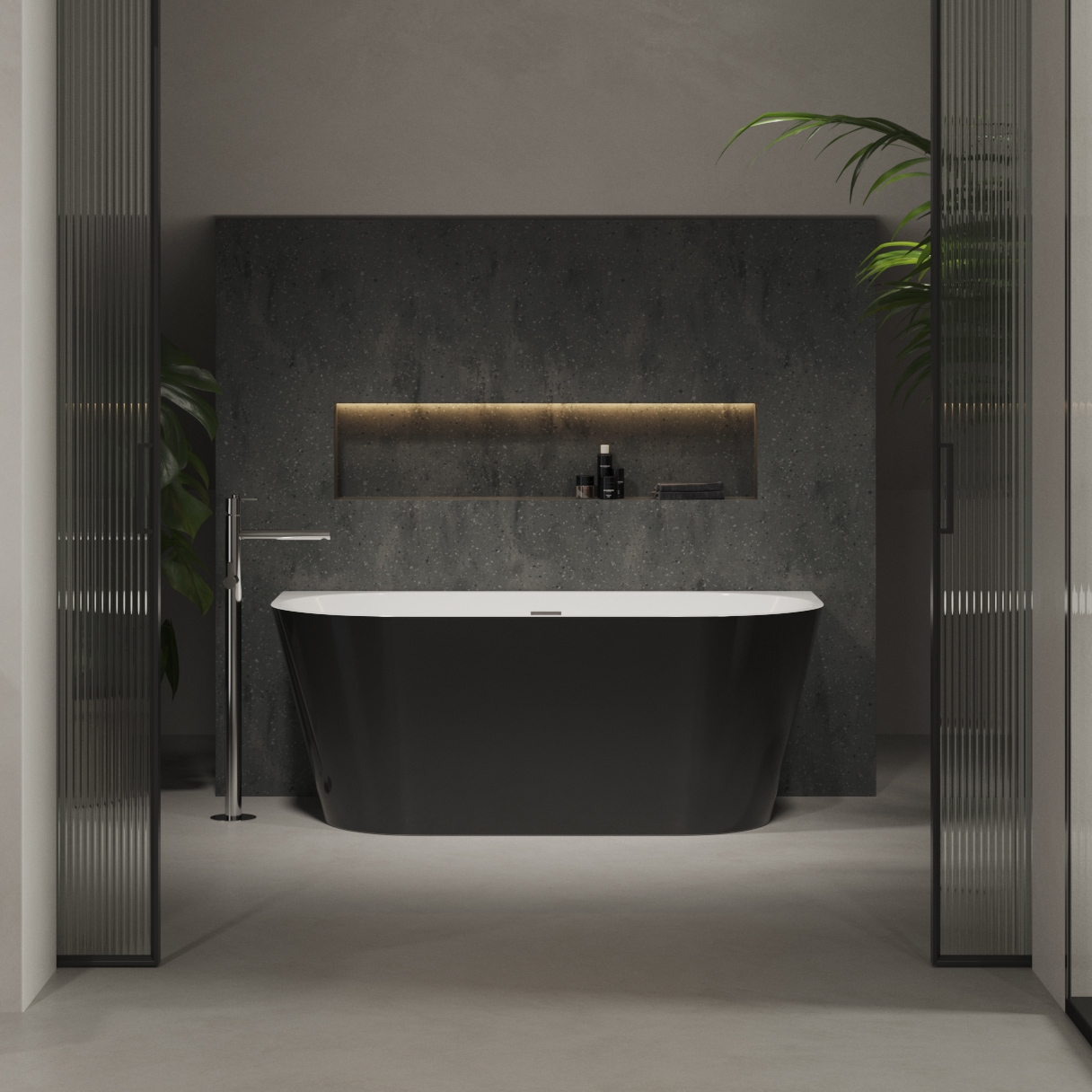 Produkt ACRYLIC | Freistehende Badewanne Aludra 150cm weiß und schwarz des Herstellers Riluxa anzeigen