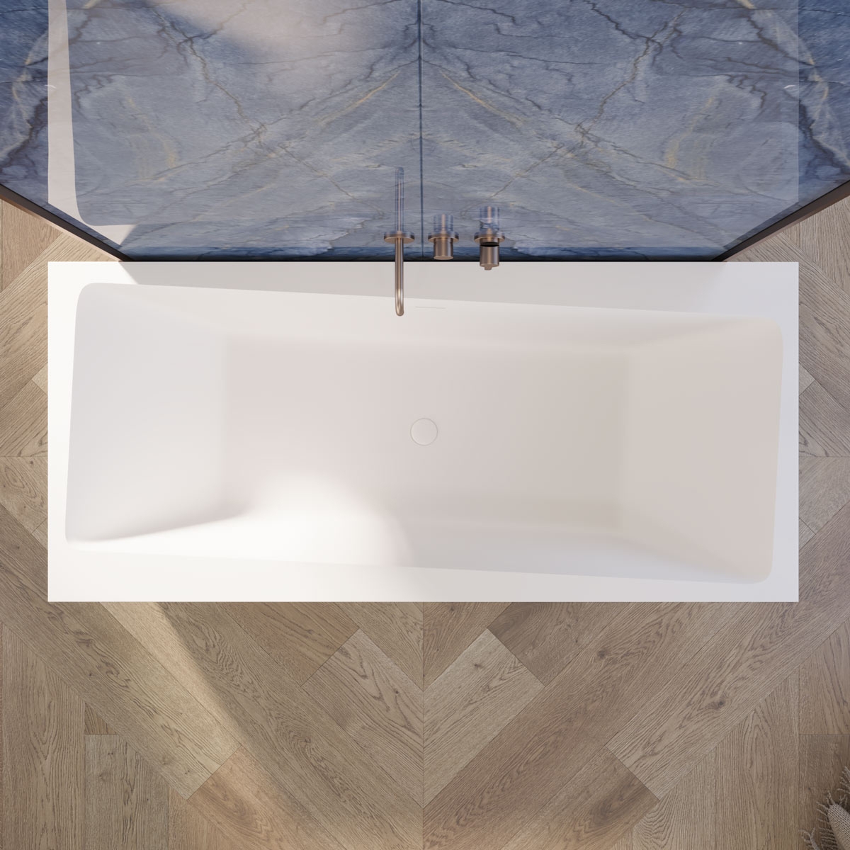 Vertoon produk SOLID SURFACE | Andromeda Freestanding Solid Surface Bathtub - 176cm van vervaardiger Riluxa
