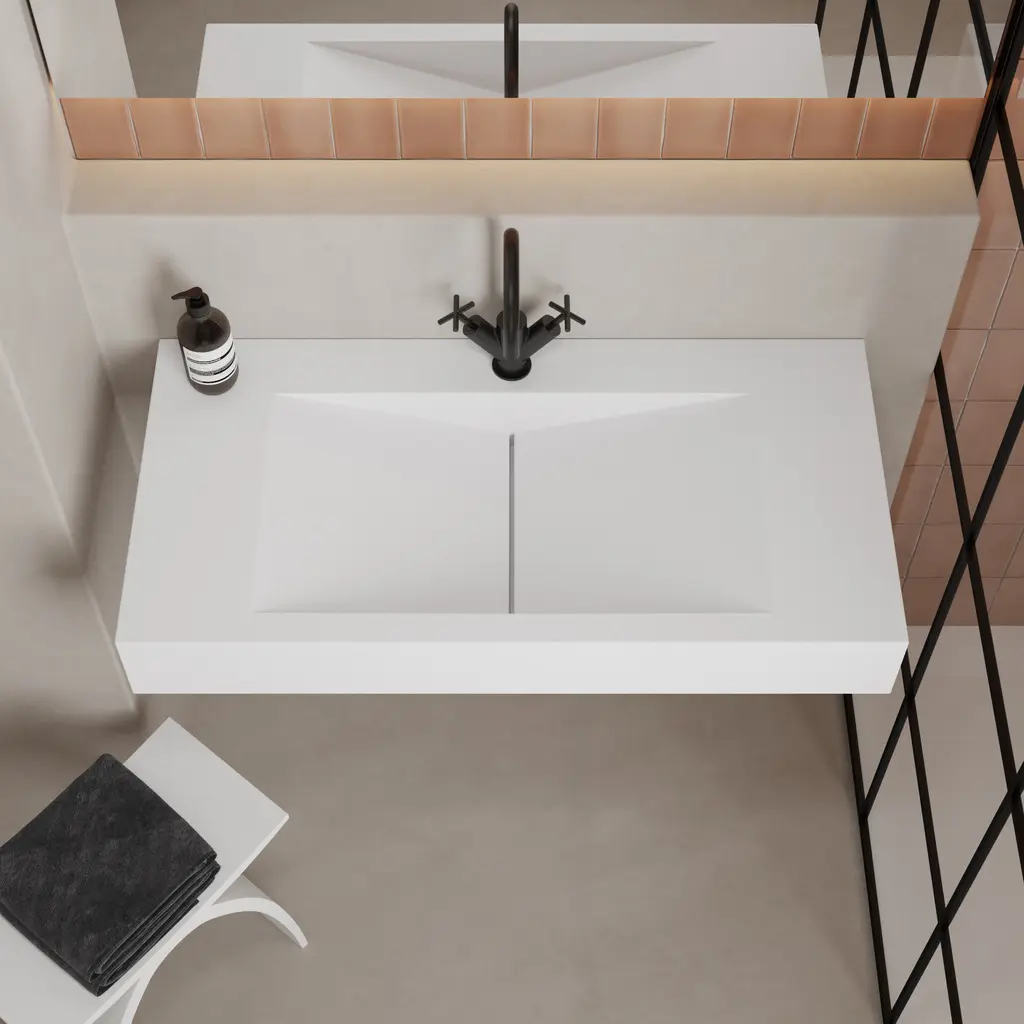 Riluxa - MINERAL STONE® | Lavabo à suspendre Anemone en Solid Surface