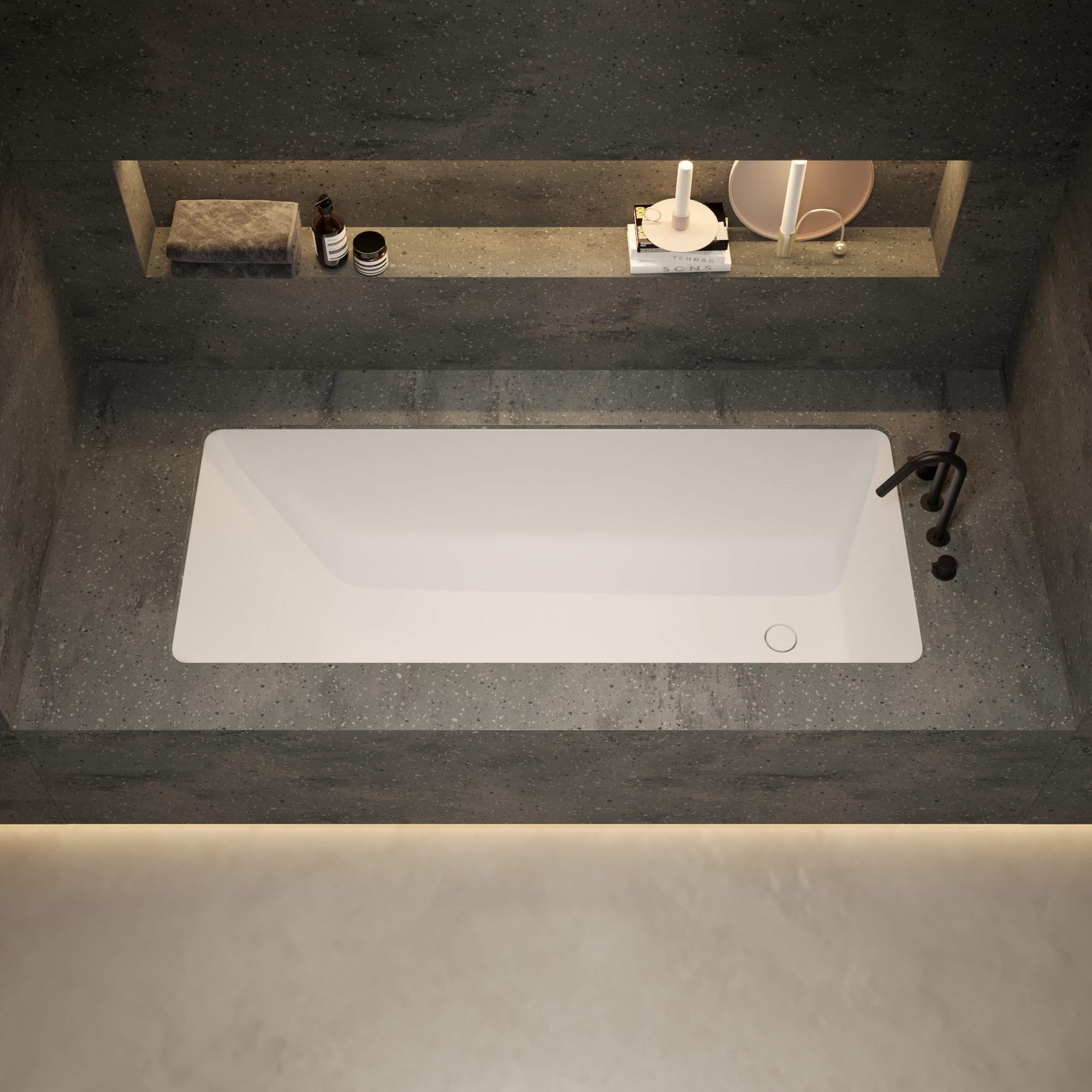 Display product CORIAN® | AQUILA Built-in DuPont™ Corian® Bathtub - Integrated from manufacturer Riluxa