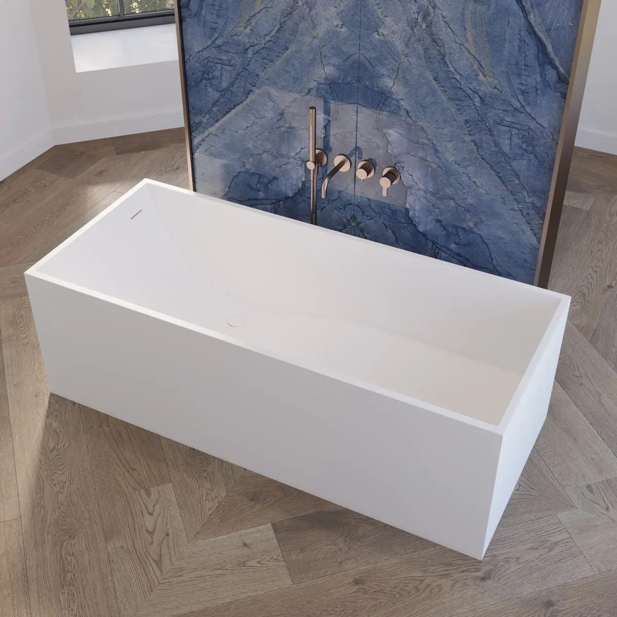 Riluxa - SOLID SURFACE | Bañera independiente Biham en solid surface - 158cm