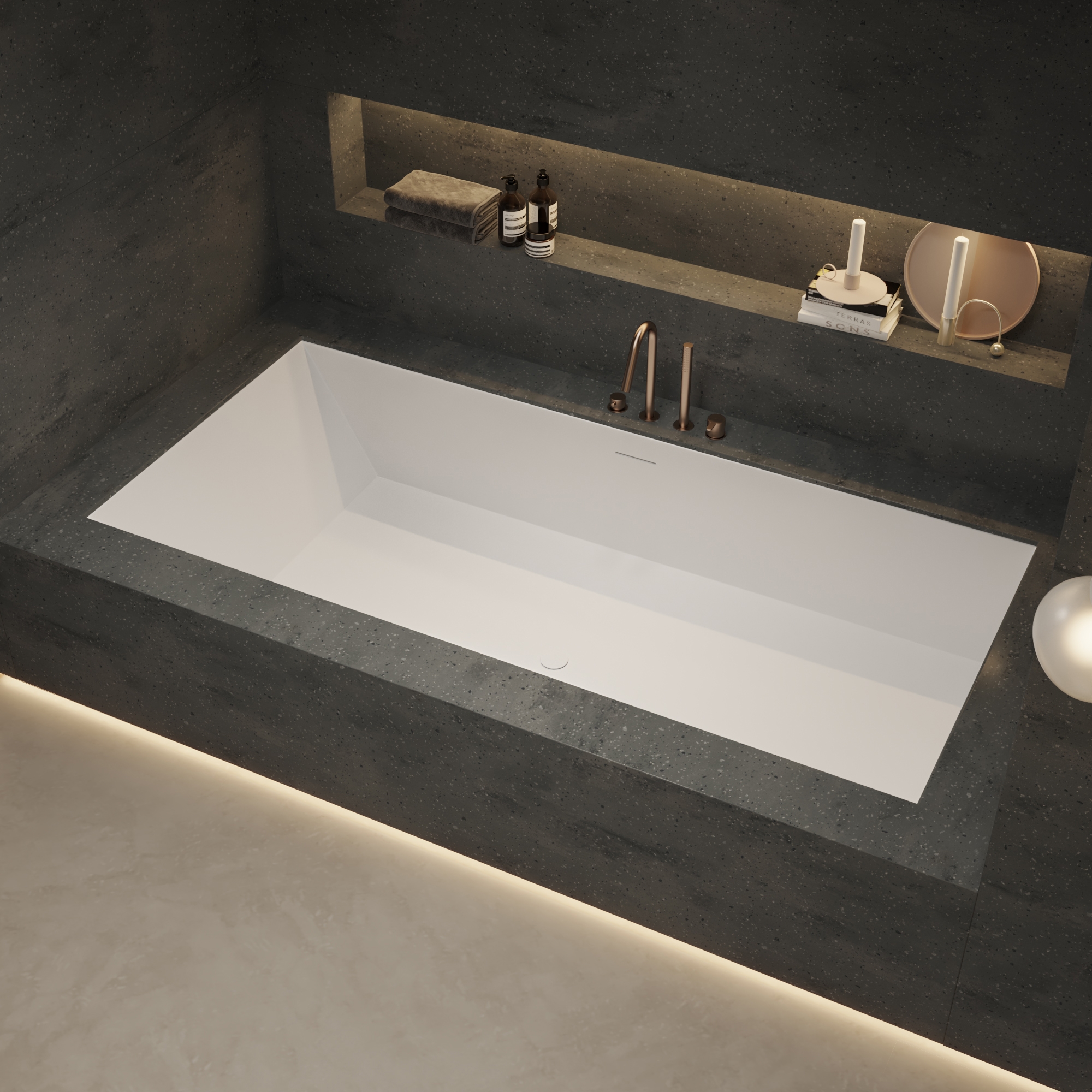 Display product CORIAN® | Cassiopeia Built-in DuPont™ Corian® Bathtub from manufacturer Riluxa
