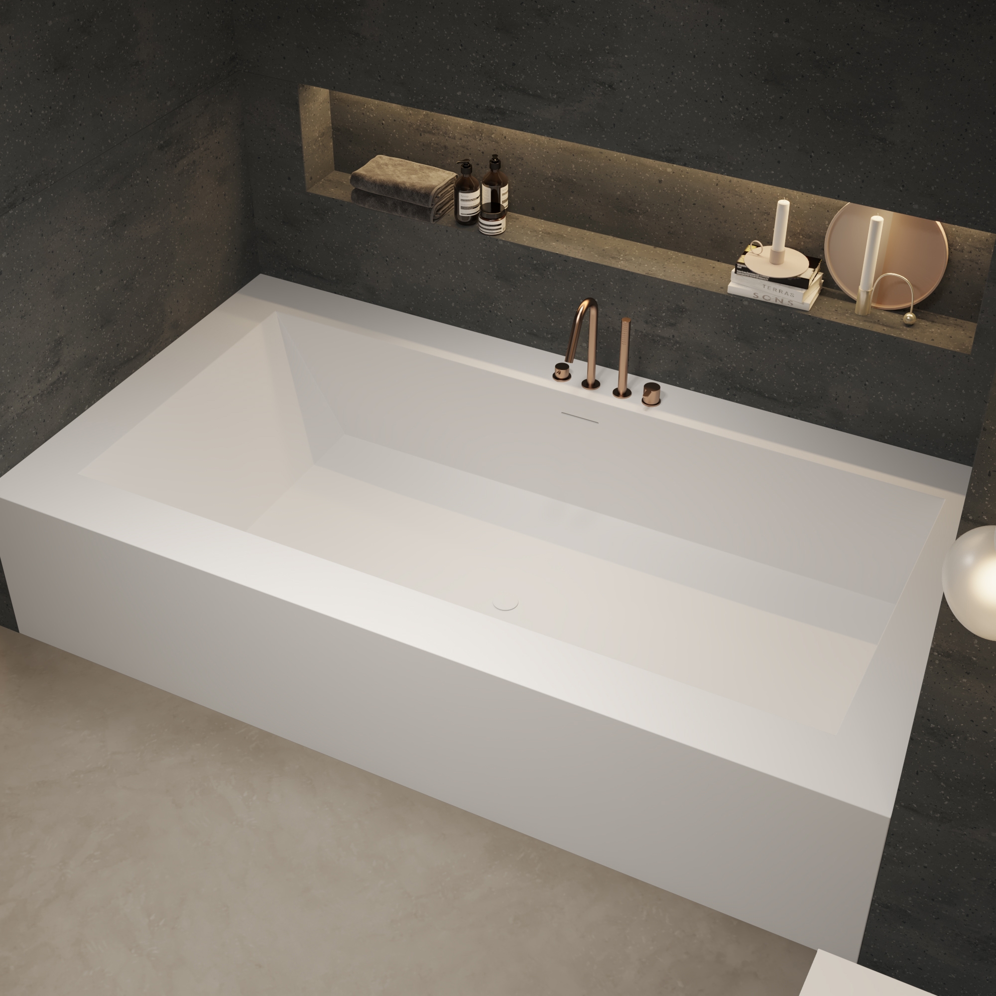 Display product CORIAN® | Cassiopeia Built-in DuPont™ Corian® Bathtub - 1 panel from manufacturer Riluxa